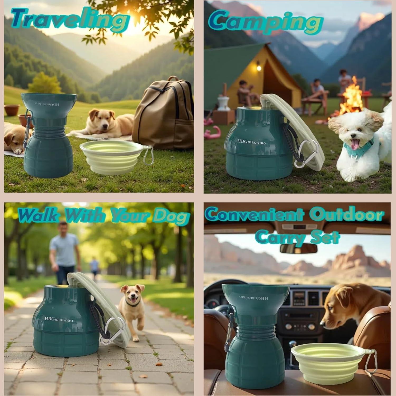 Botella de Agua Portátil HBGmao-hao con Cuenco Plegable 2 en 1