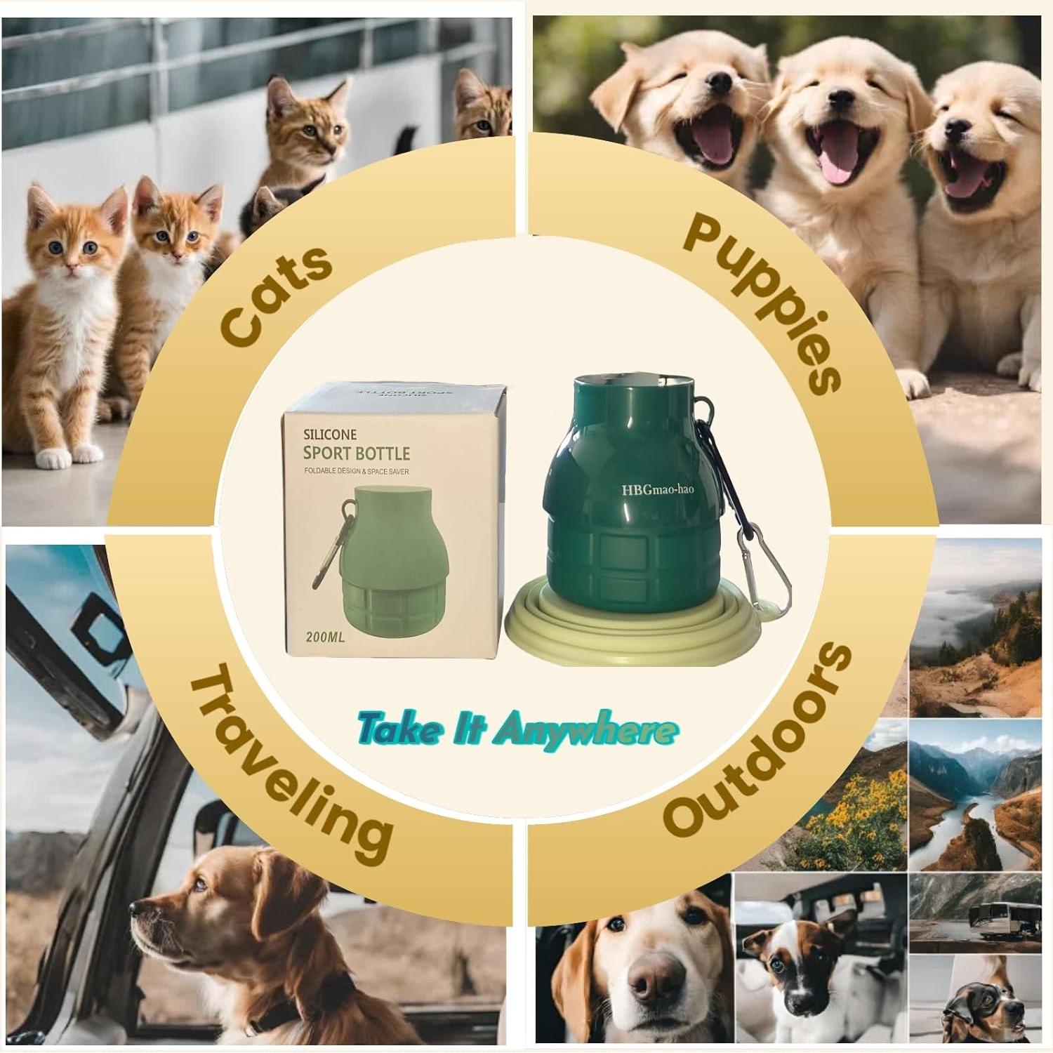 Botella de Agua Portátil HBGmao-hao con Cuenco Plegable 2 en 1