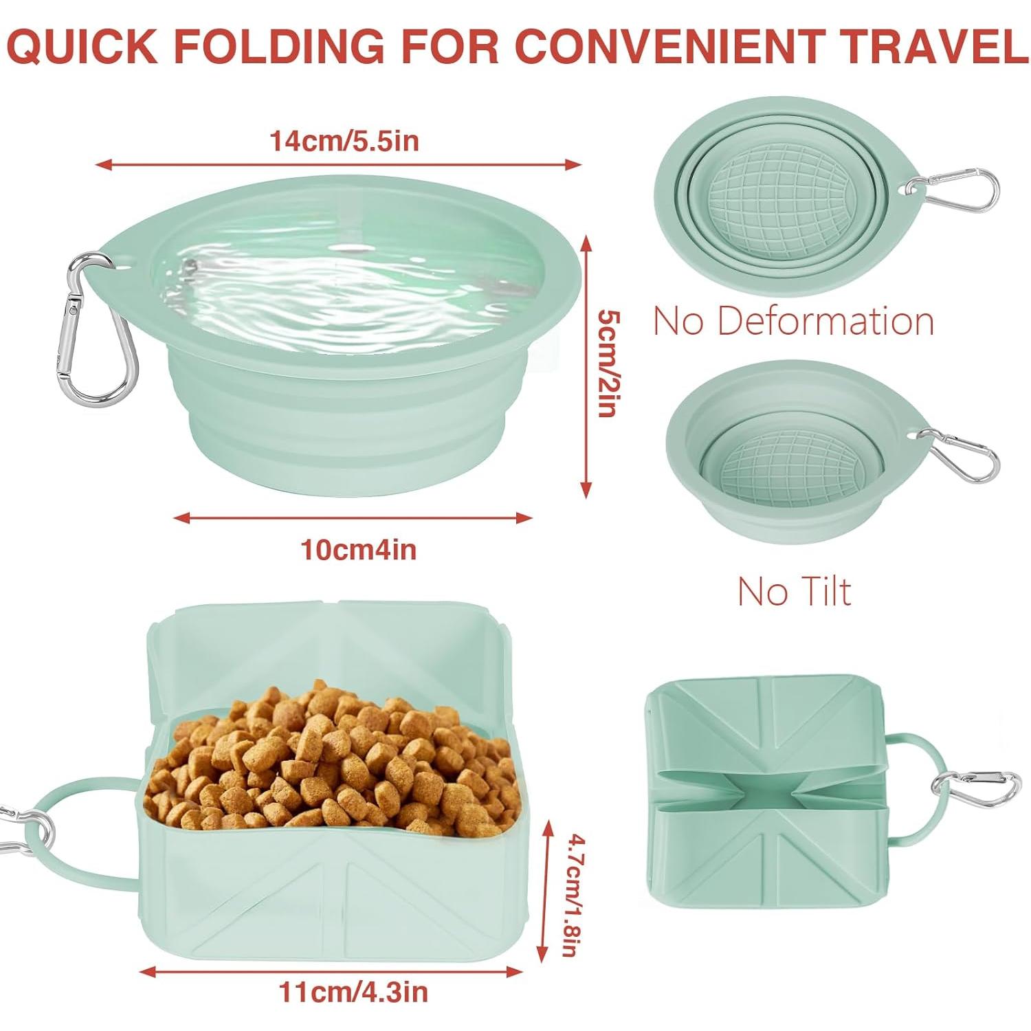 Kit de viaje para perros EffiBrill - Bolsa y 2 cuencos plegables