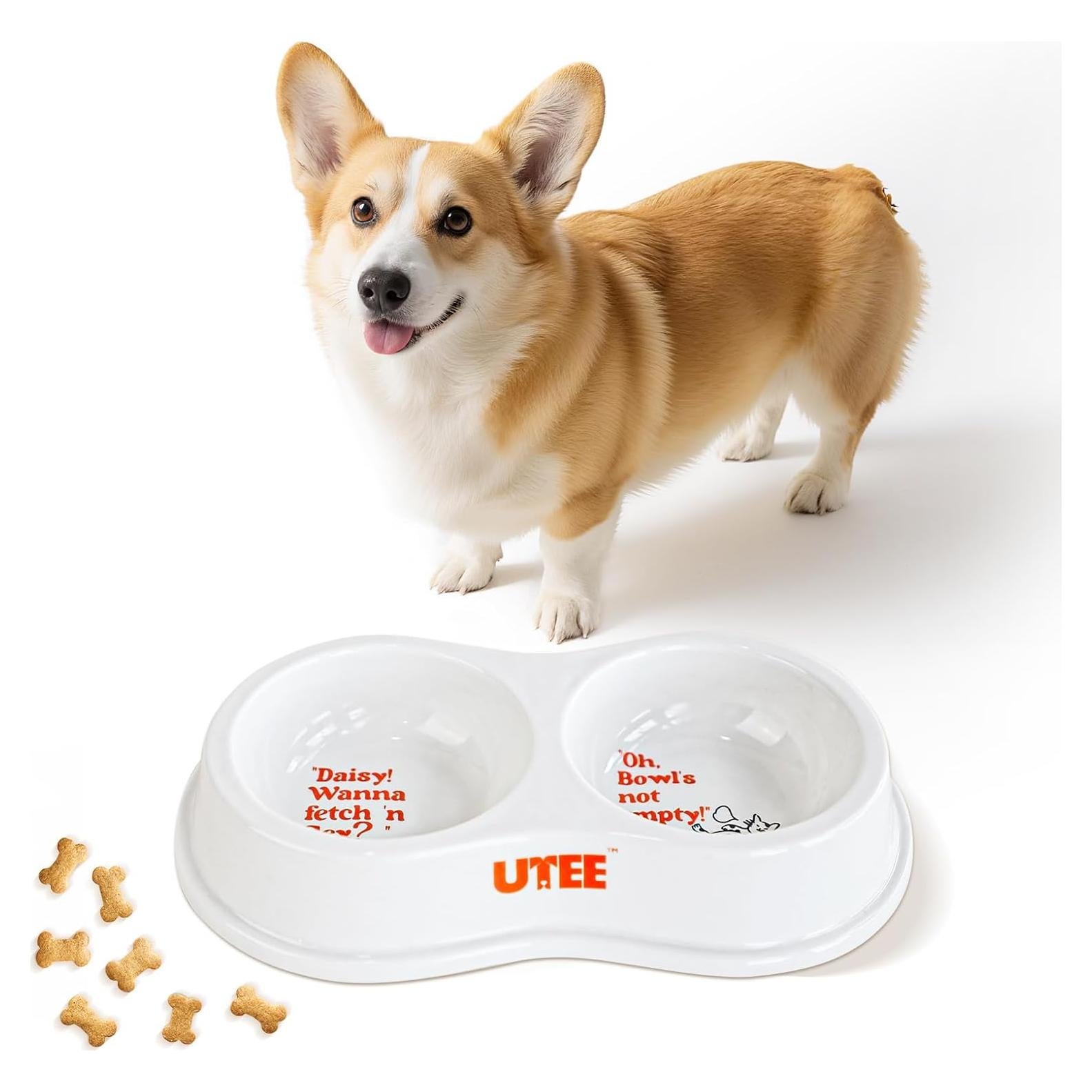 Tazón Doble Cerámico UTEE para Perros y Gatos 24x13.5cm