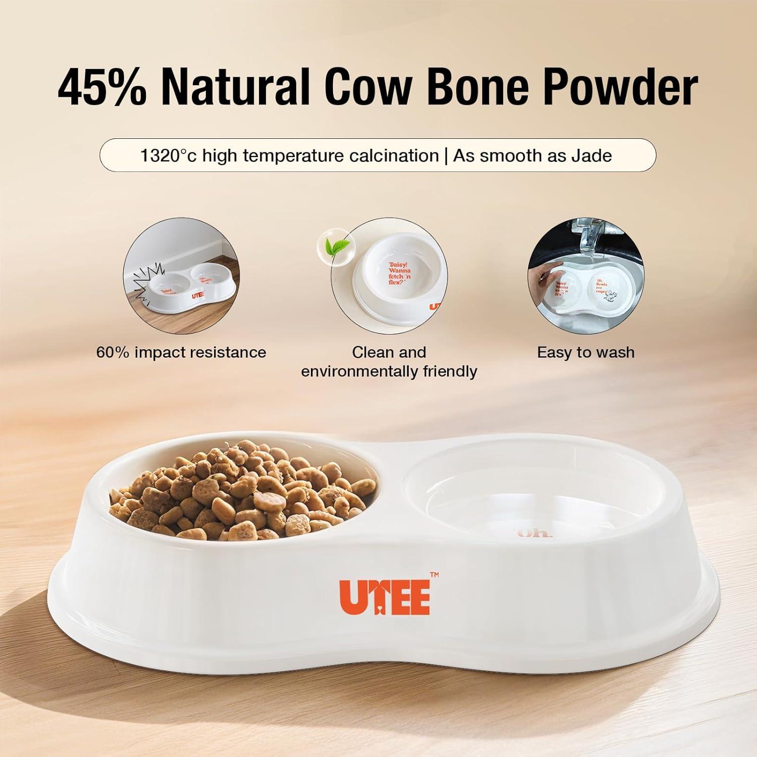 Tazón Doble Cerámico UTEE para Perros y Gatos 24x13.5cm