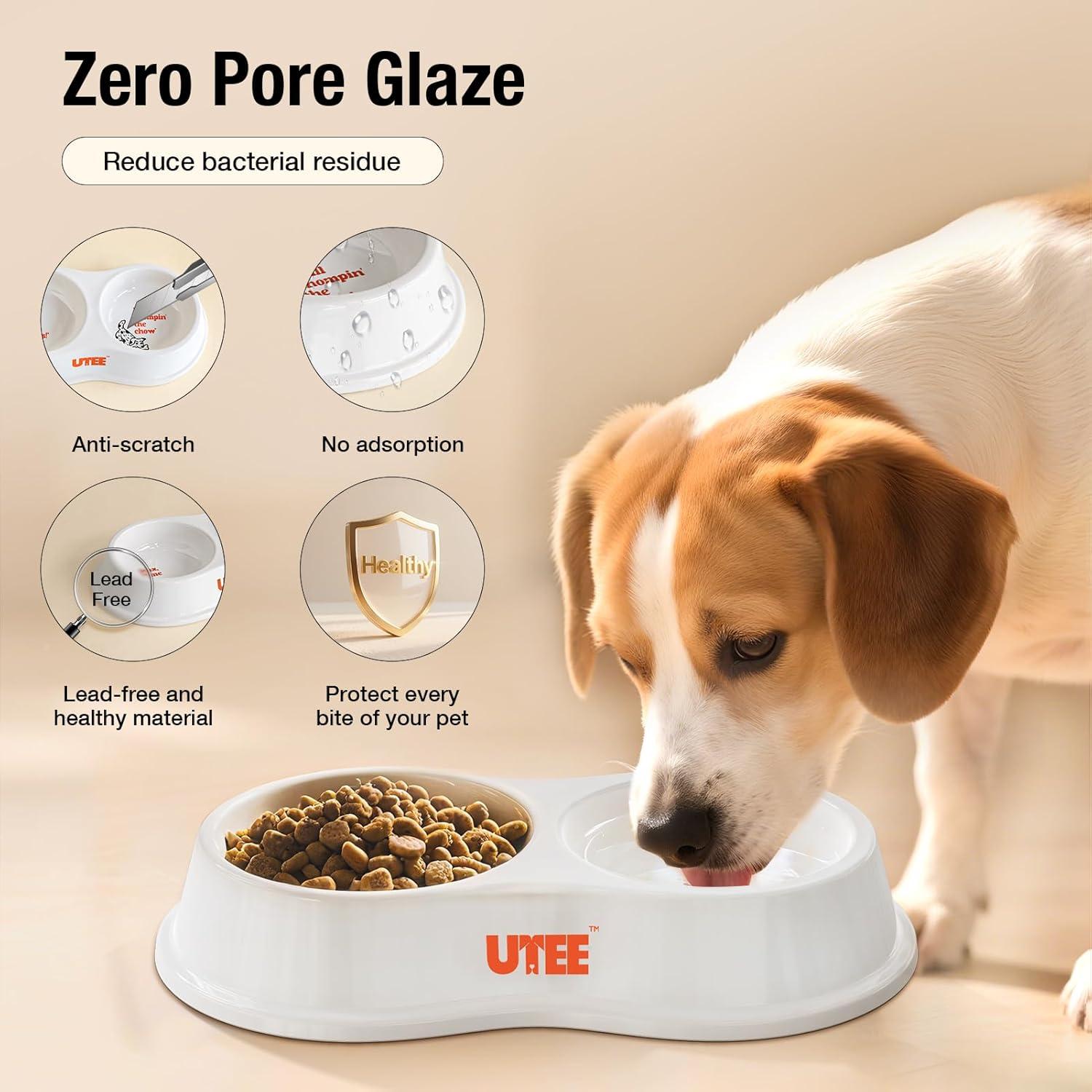 Tazón Doble Cerámico UTEE para Perros y Gatos 24x13.5cm