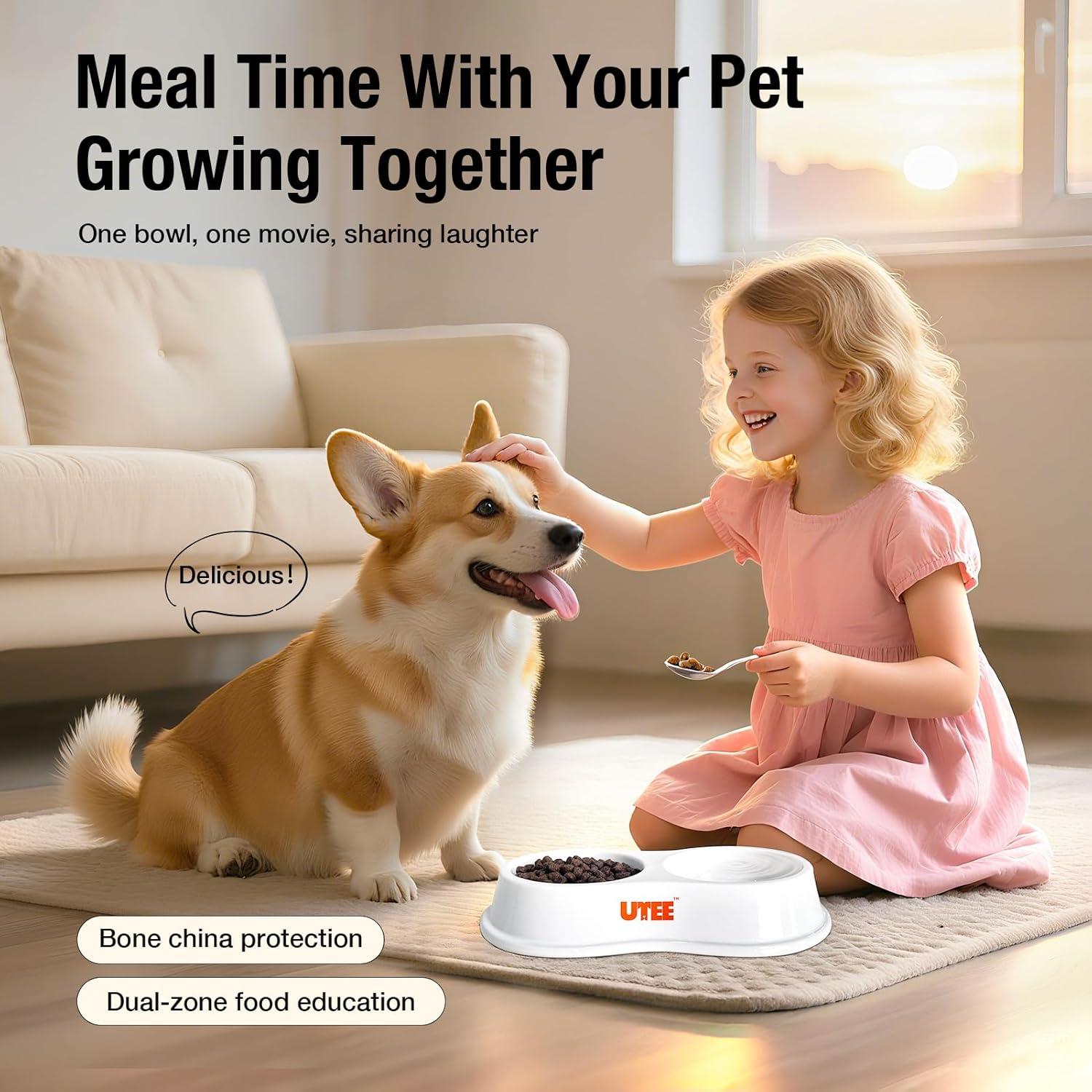 Tazón Doble Cerámico UTEE para Perros y Gatos 24x13.5cm