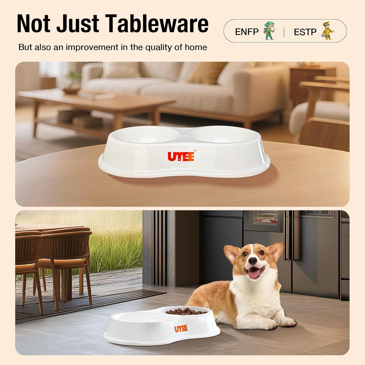 Tazón Doble Cerámico UTEE para Perros y Gatos 24x13.5cm