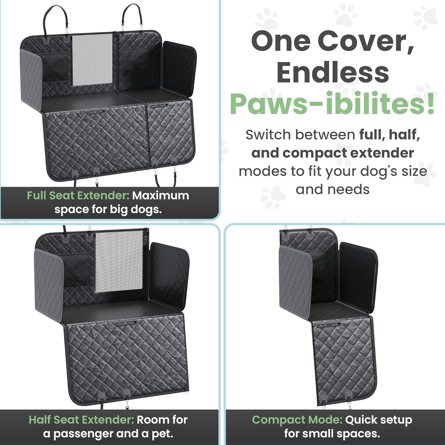 Funda de Asiento para Perros IlliePet Negra 3 en 1 para Auto