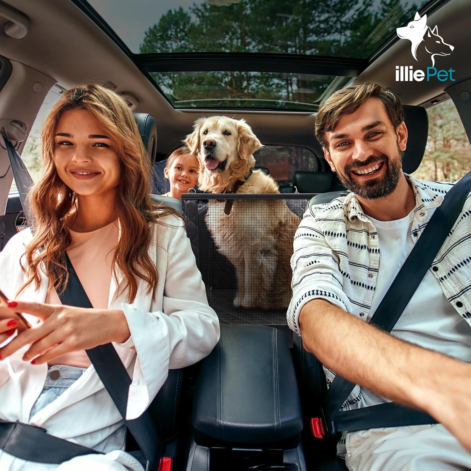 Funda de Asiento para Perros IlliePet Negra 3 en 1 para Auto