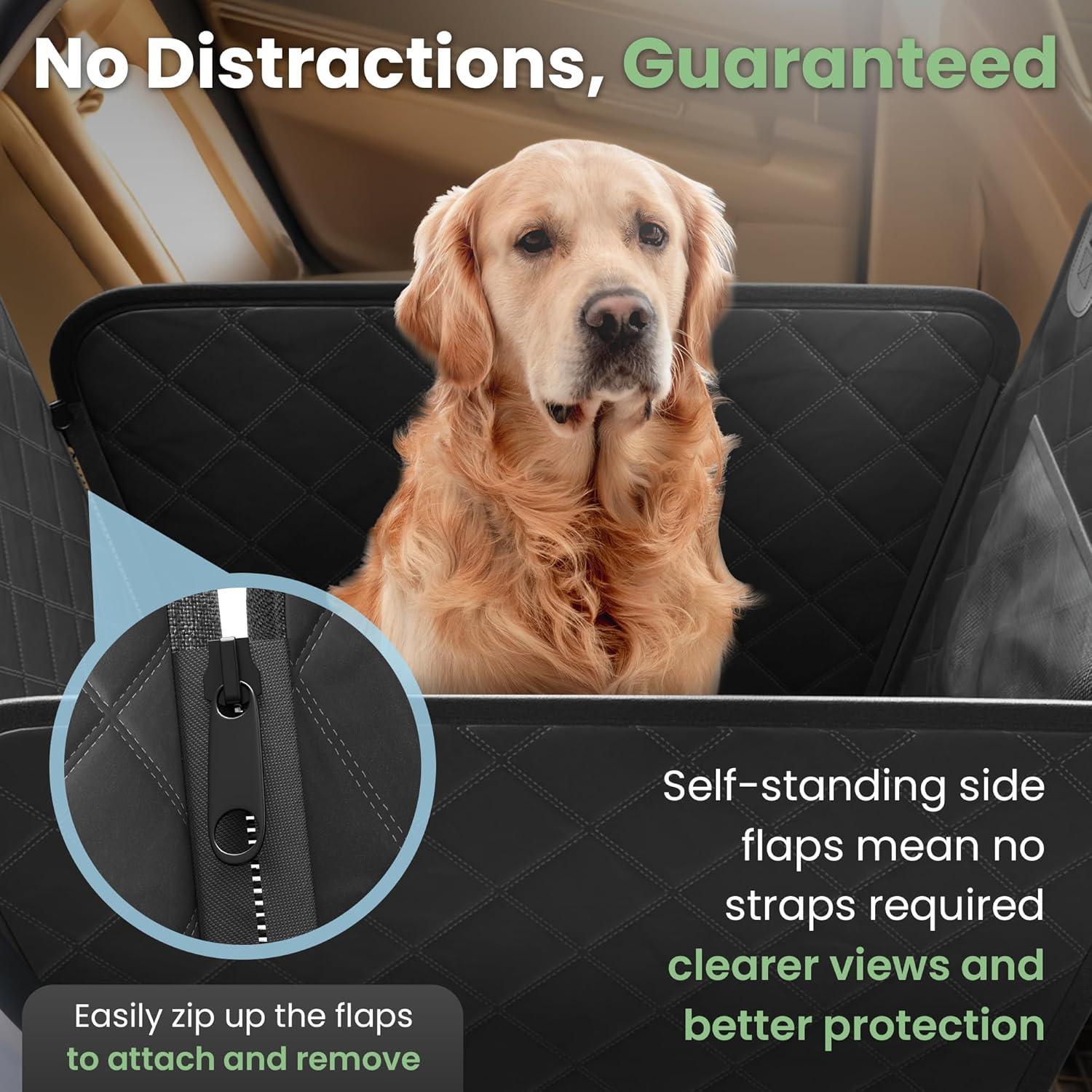 Funda de Asiento para Perros IlliePet Negra 3 en 1 para Auto