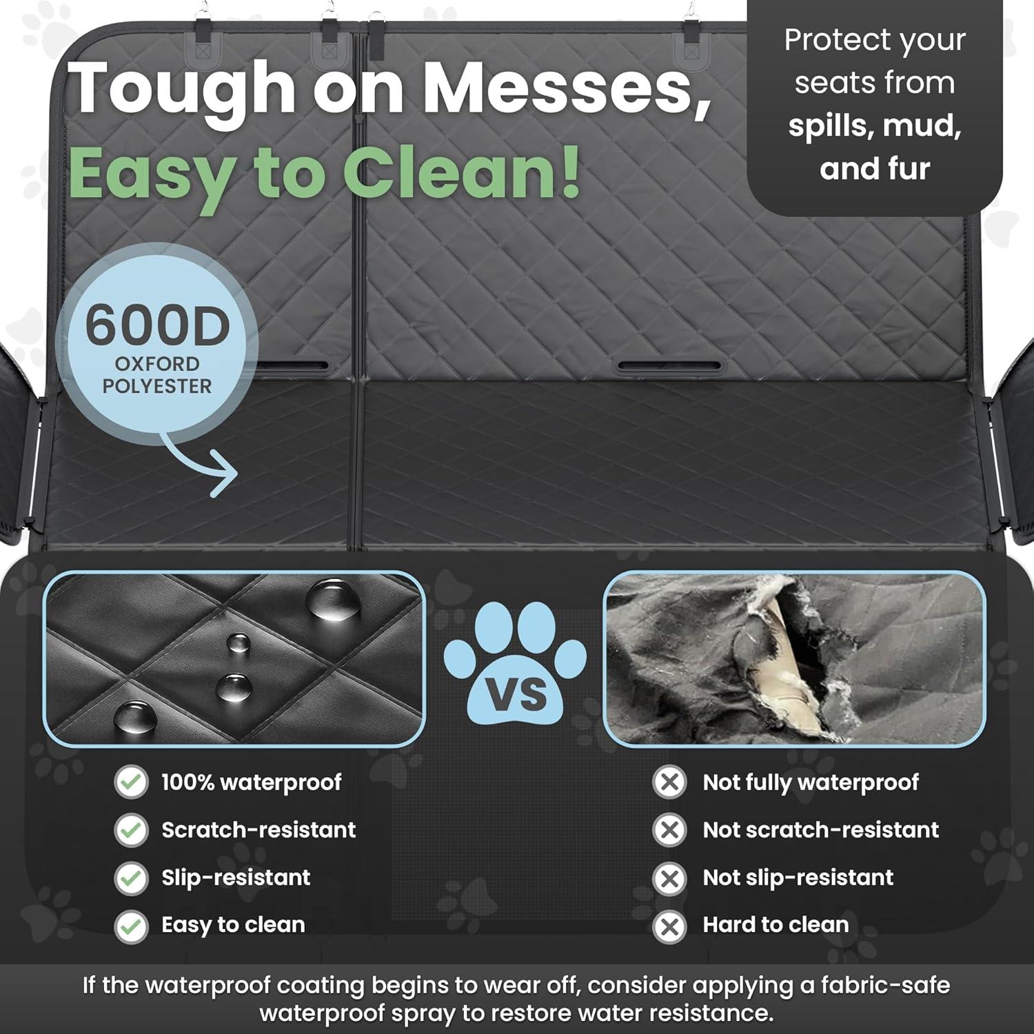 Funda de Asiento para Perros IlliePet Negra 3 en 1 para Auto