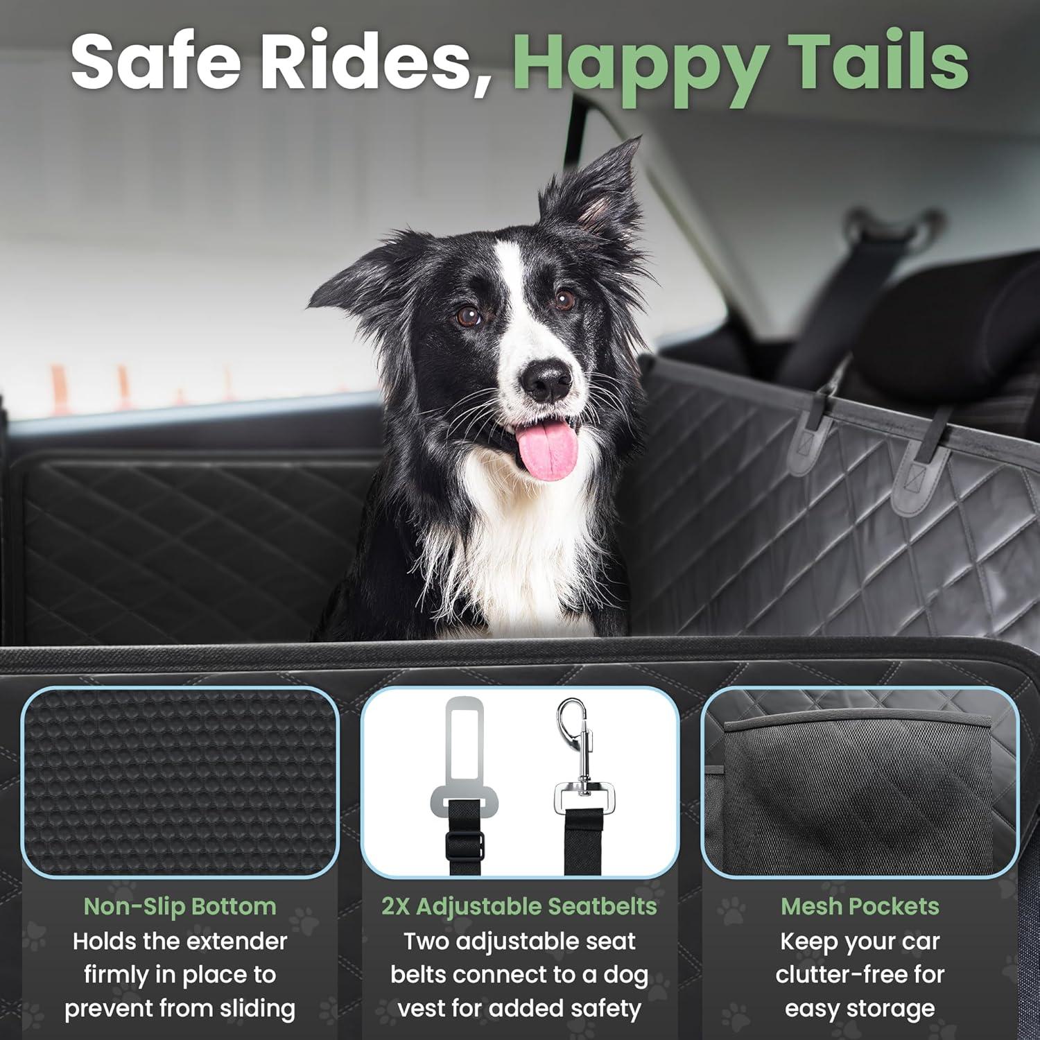 Funda de Asiento para Perros IlliePet Negra 3 en 1 para Auto