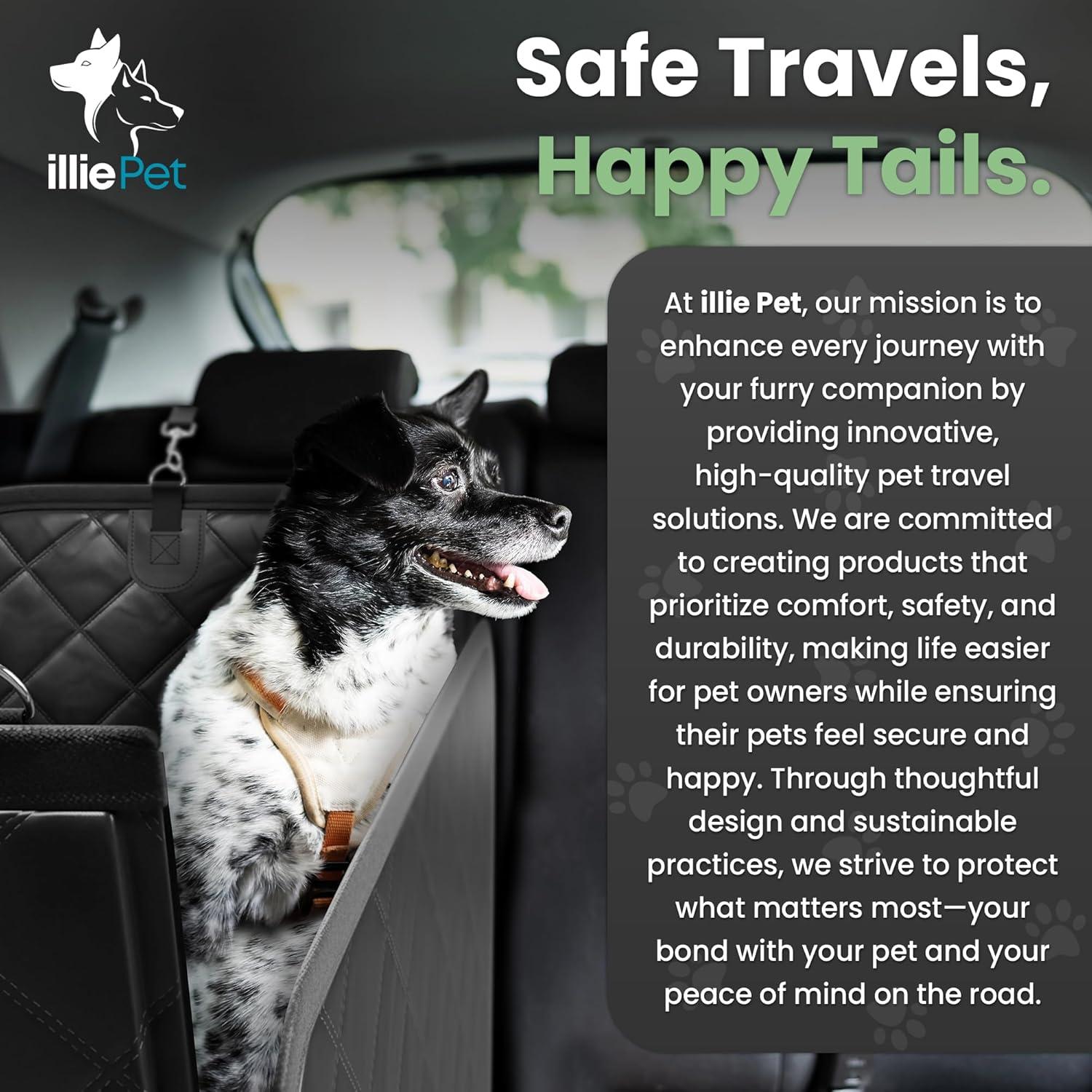 Funda de Asiento para Perros IlliePet Negra 3 en 1 para Auto