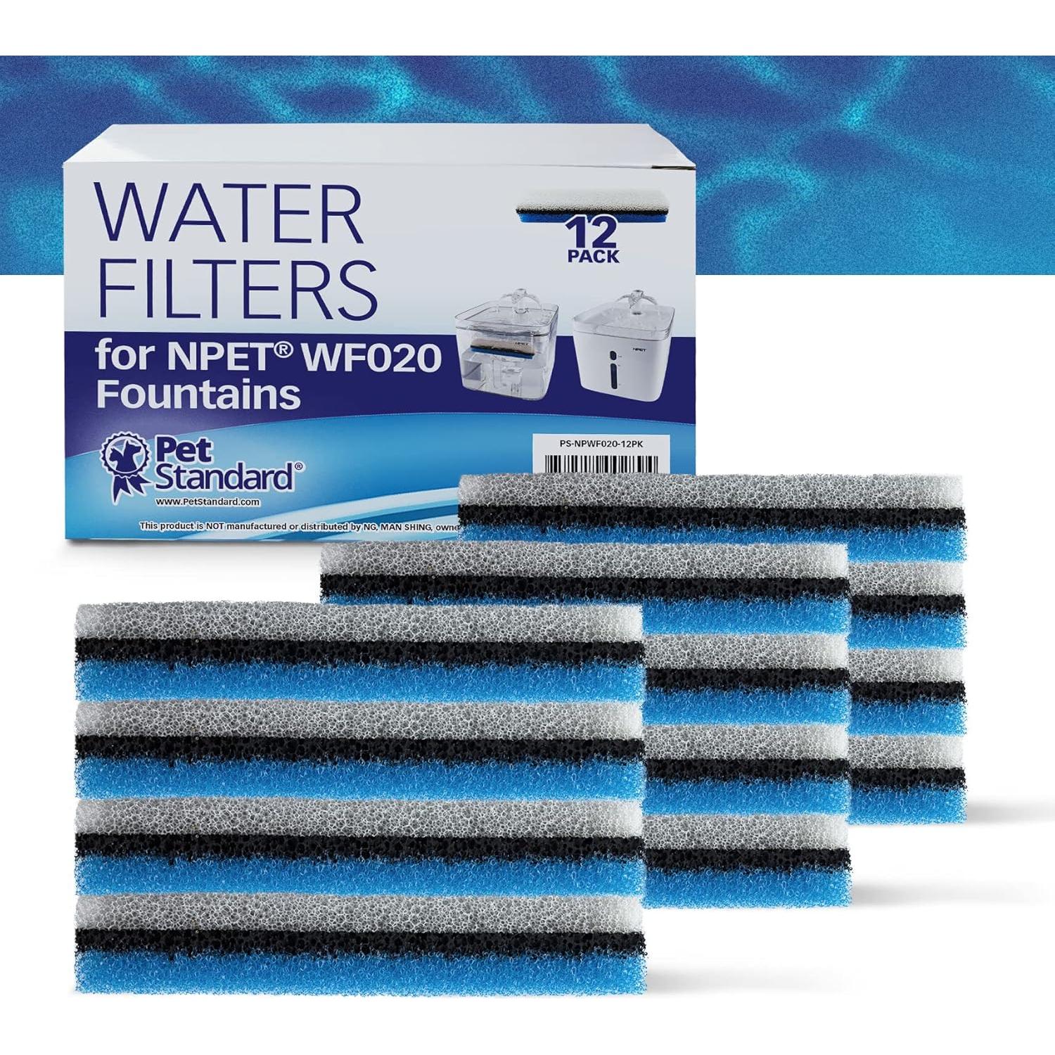 Filtros de Agua Premium PetStandard para Fuente NPET WF020 - Paquete de 12