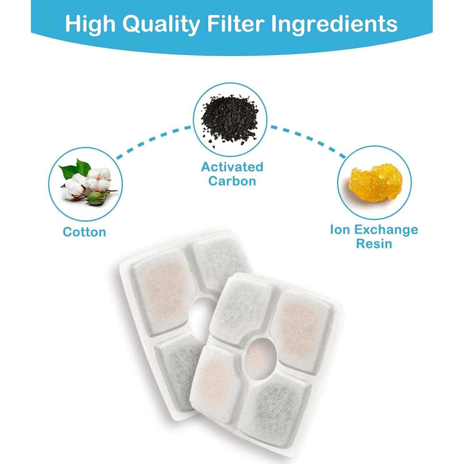 Filtros de Reemplazo Veken 8 Pack para Fuente de Agua 2.5L