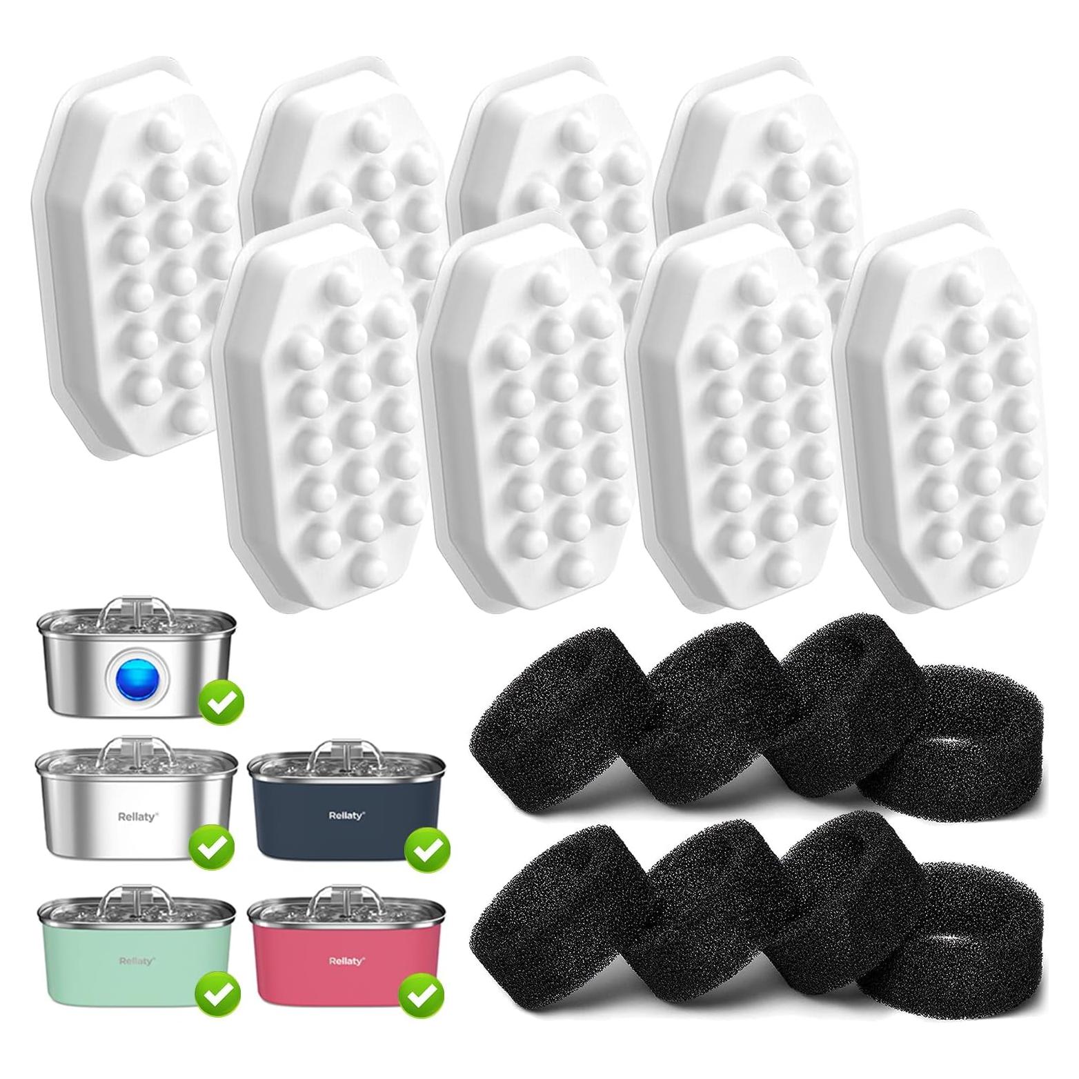 Fuente de Agua para Gatos Rellaty Acero Inoxidable 3.2L + 8 Filtros