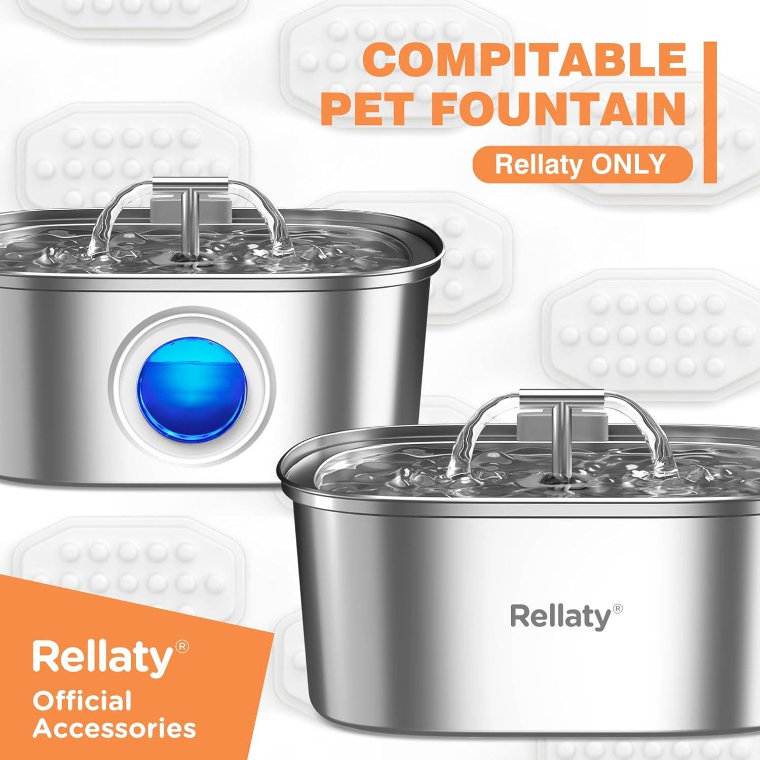 Fuente de Agua para Gatos Rellaty Acero Inoxidable 3.2L + 8 Filtros