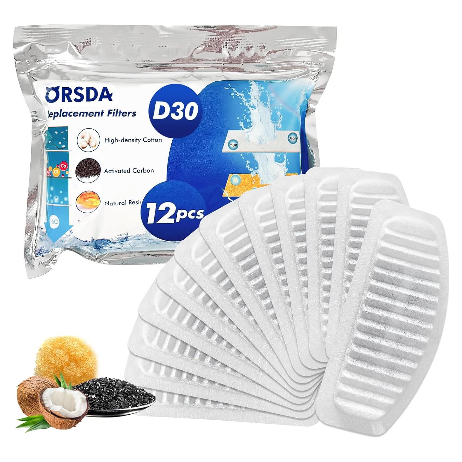 Filtros de agua para gatos ORSDA D30, 12 filtros de carbono 2L