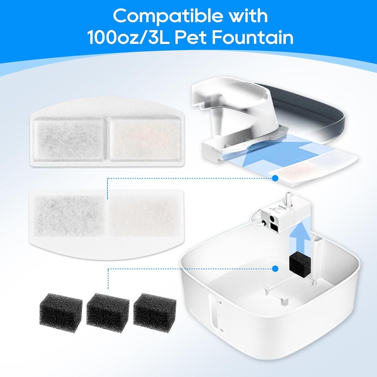 Paquete de 12 Filtros y 12 Esponjas para Fuente de Agua MyfatBOSS