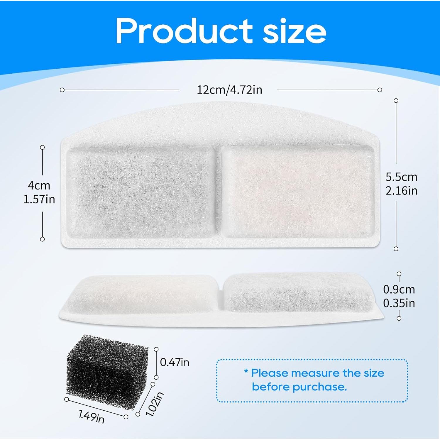 Paquete de 12 Filtros y 12 Esponjas para Fuente de Agua MyfatBOSS