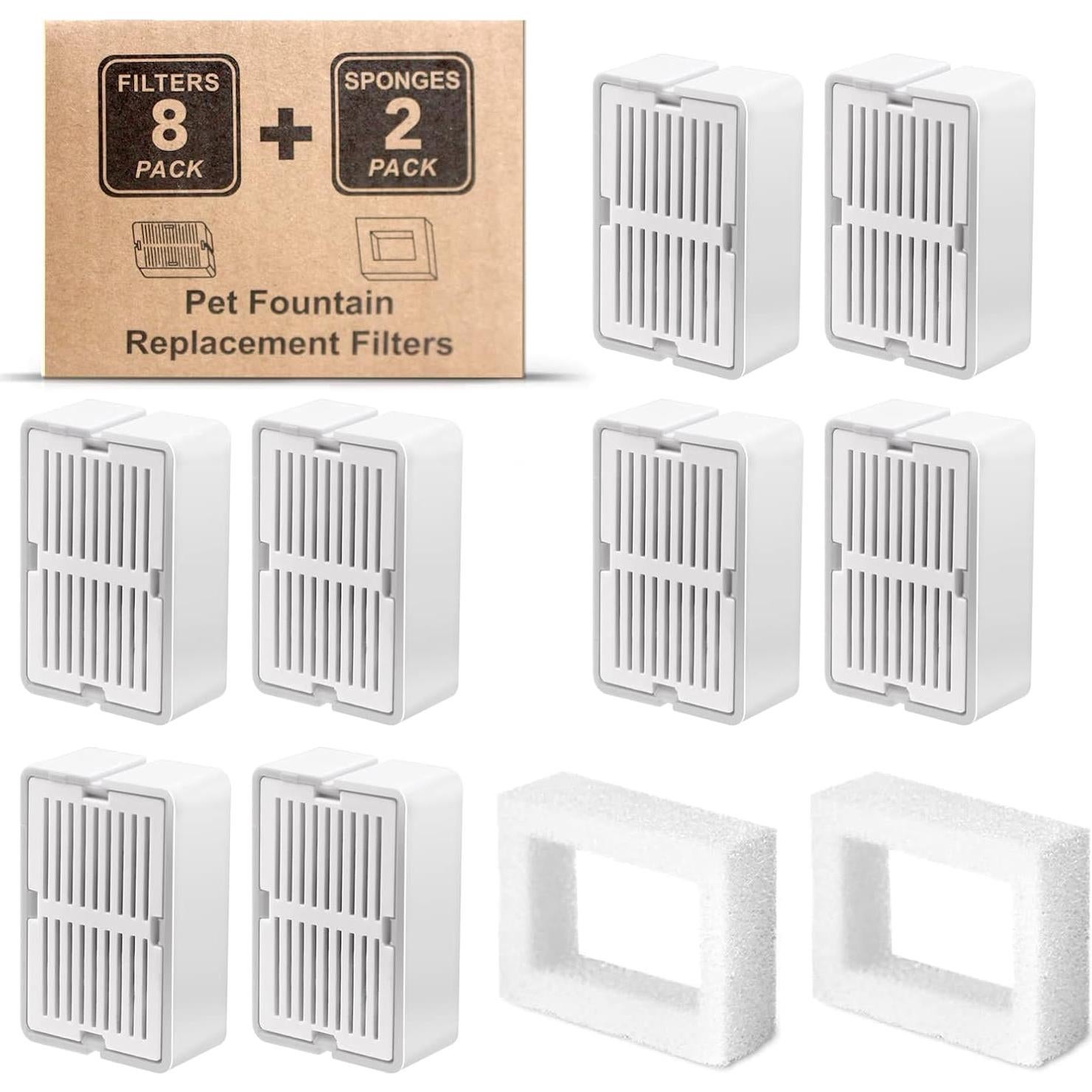 Filtros de Agua para Gatos Petilog - 8 Filtros de Carbón y 2 de Espuma