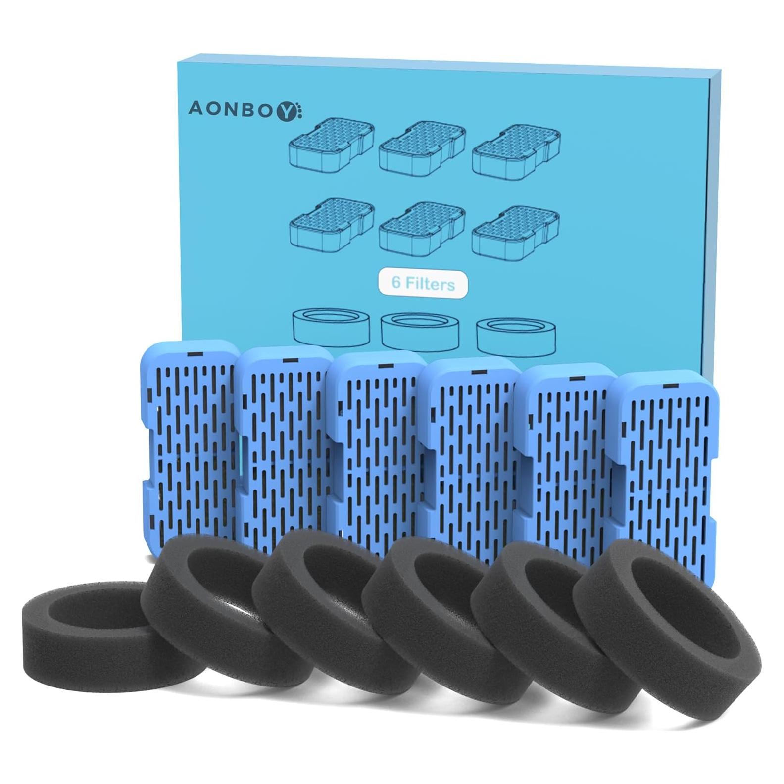 Filtros de Agua para Gatos AONBOY S3-SC, 6 Filtros + 6 Esponjas