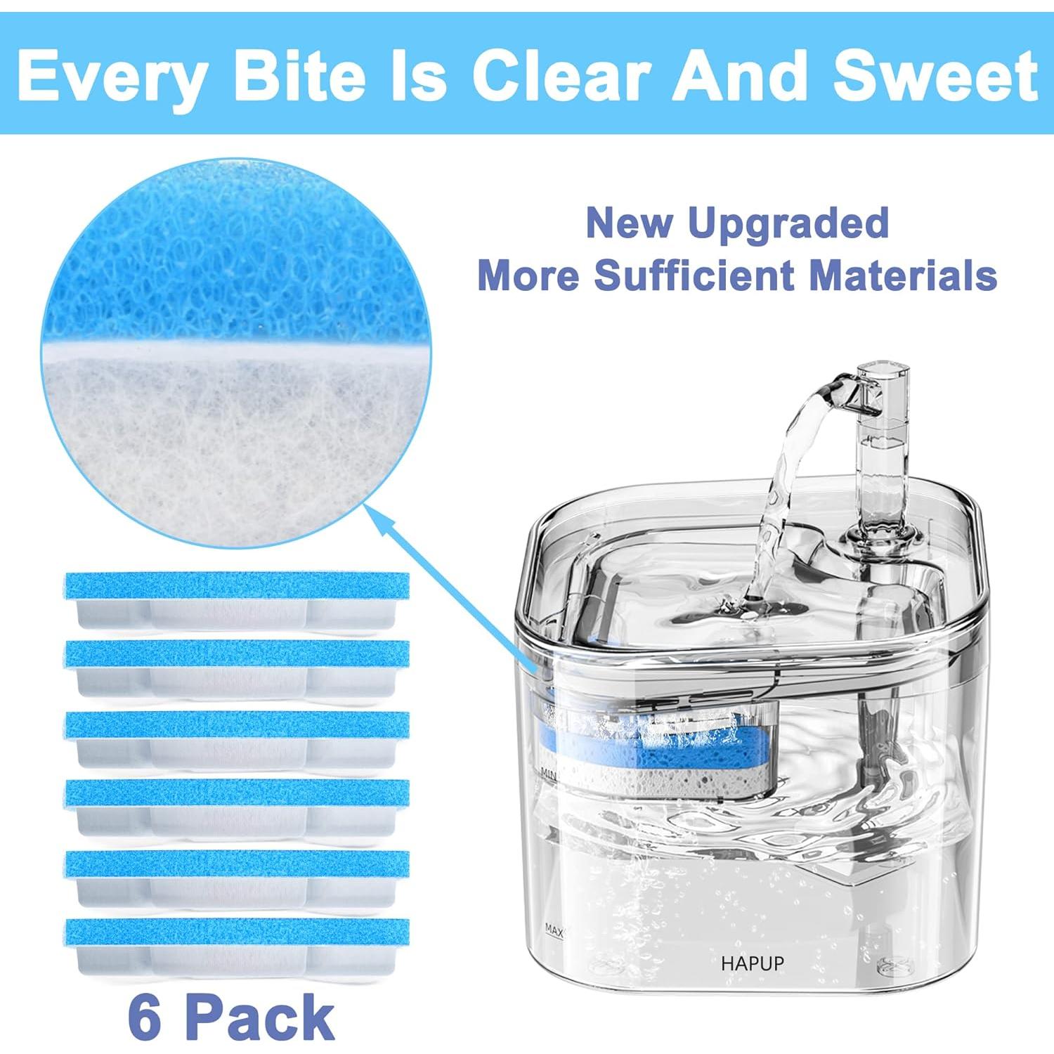 Filtro de Reemplazo para Fuente de Agua HAPUP 6 Piezas 2.2L