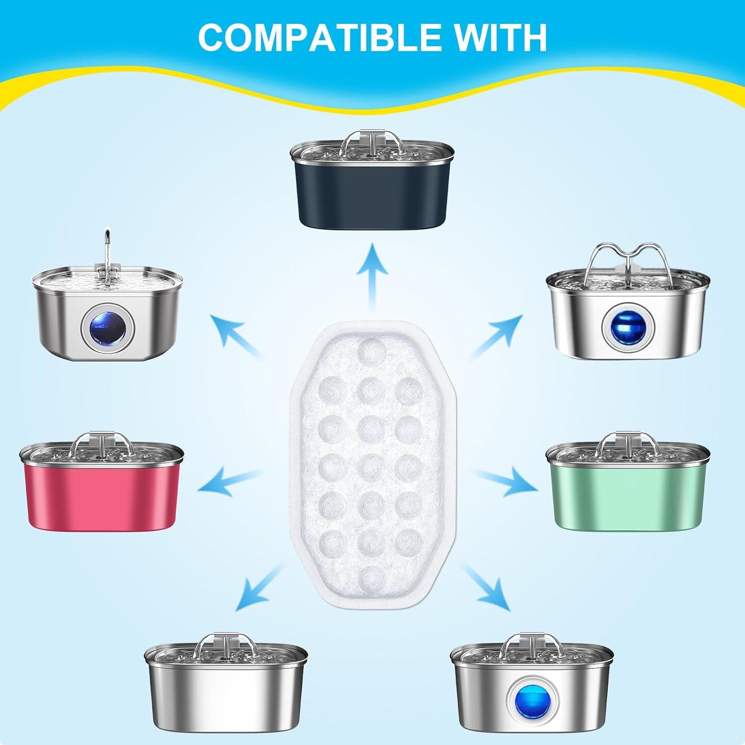 Paquete de 16 Filtros y Esponjas WEIKEY para Fuente de Agua 3.2L