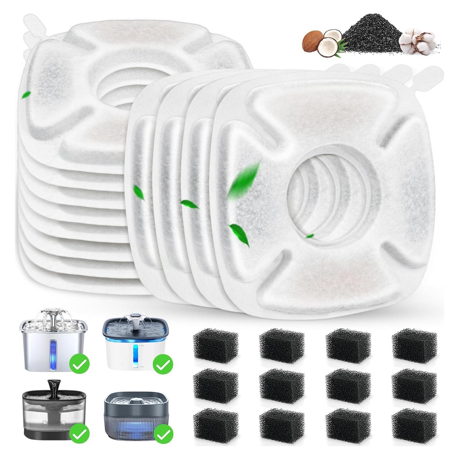 Paquete de 24 Filtros y Esponjas Beyolike para Fuente de Gatos