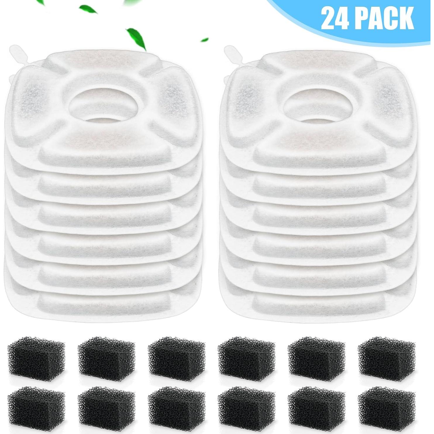 Paquete de 24 Filtros y Esponjas Beyolike para Fuente de Gatos
