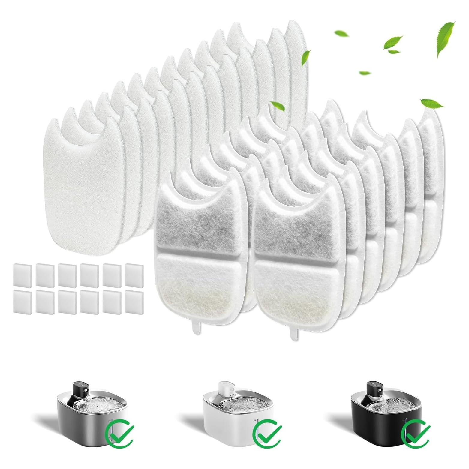 Paquete de 12 Filtros y Esponjas para Fuente de Agua Kactoily