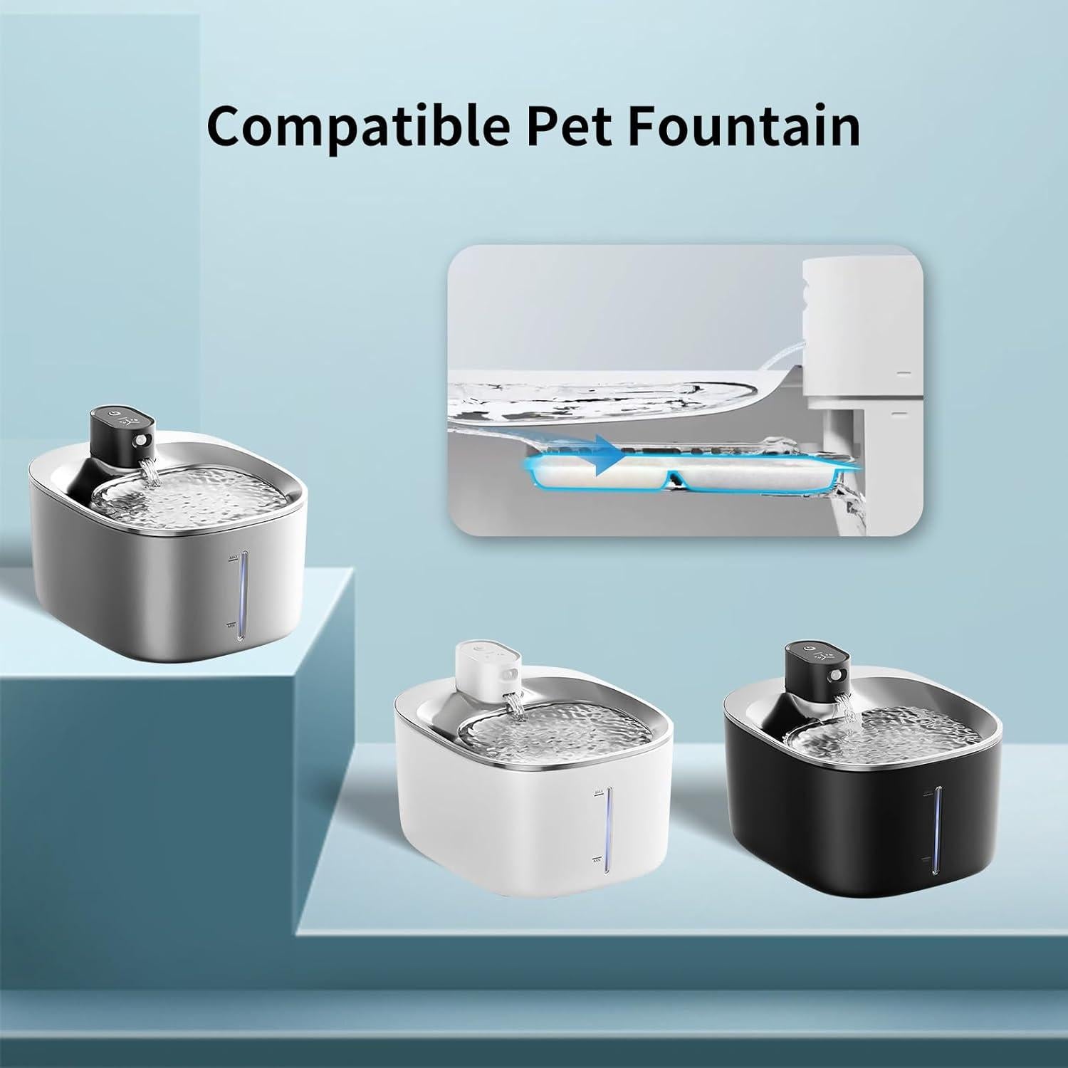 Paquete de 12 Filtros y Esponjas para Fuente de Agua Kactoily