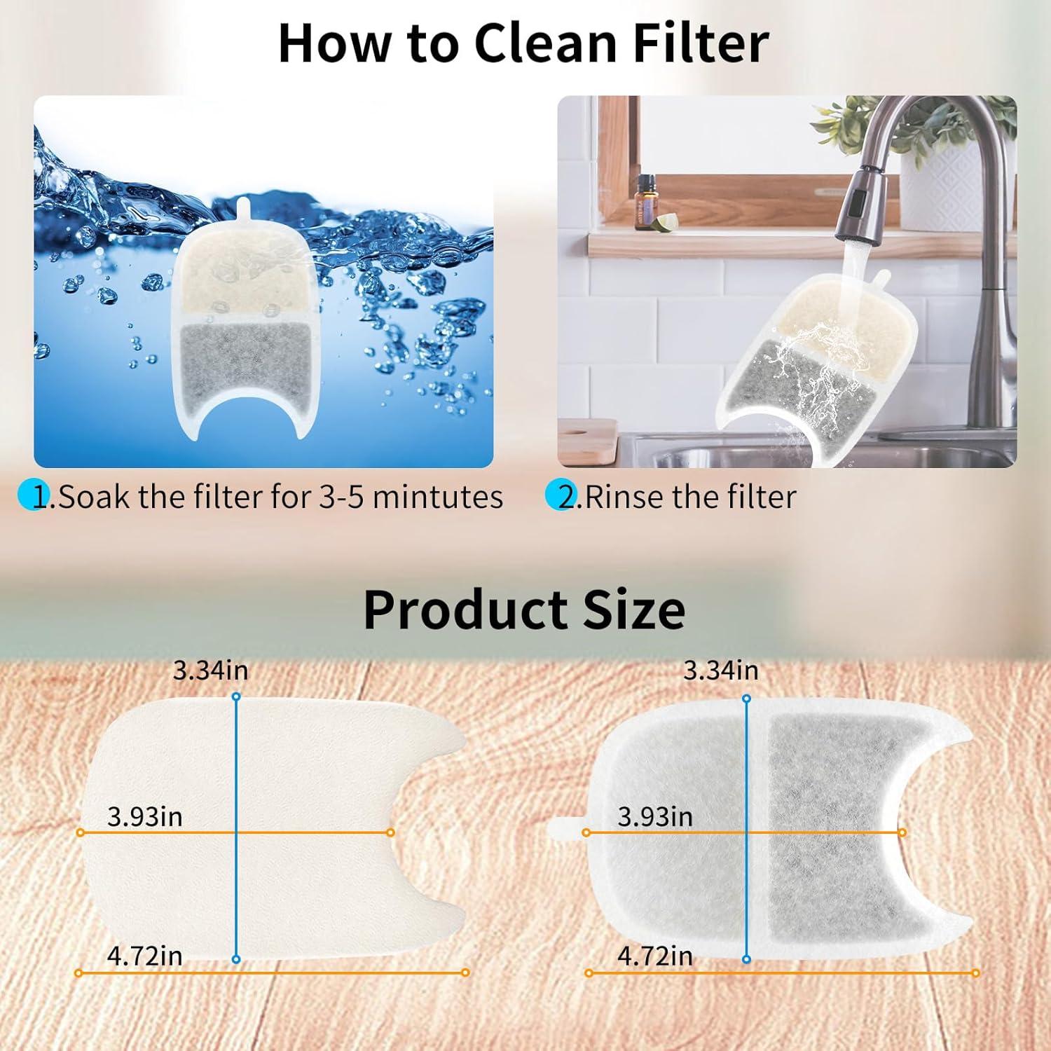 Paquete de 12 Filtros y Esponjas para Fuente de Agua Kactoily