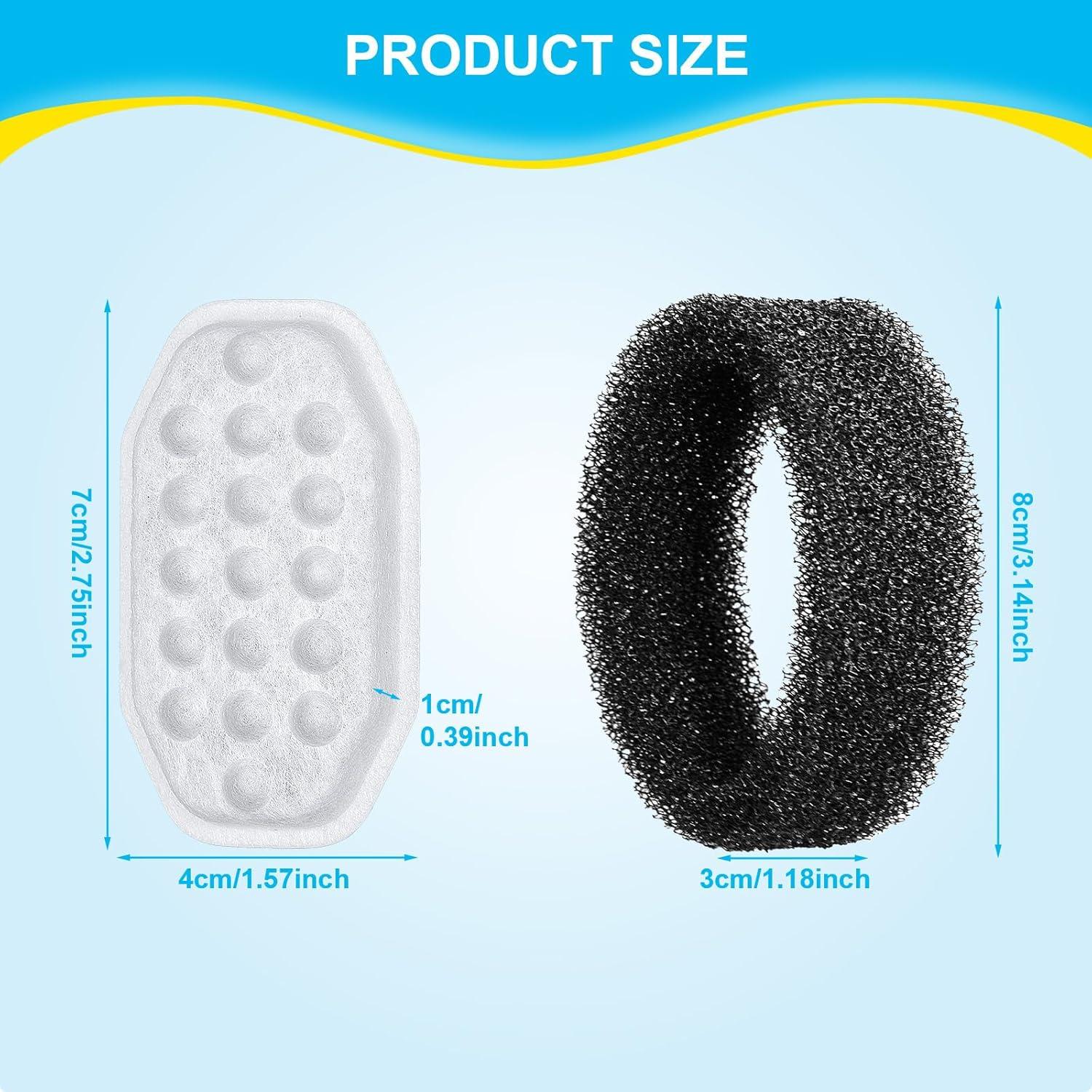 16 Filtros y Esponjas para Fuente de Agua Mascotas WEIKEY 3.2L