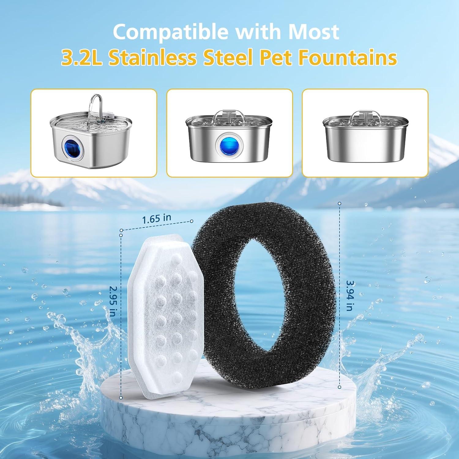 Paquete de 50 filtros y esponjas para fuente de agua para gatos Rellaty