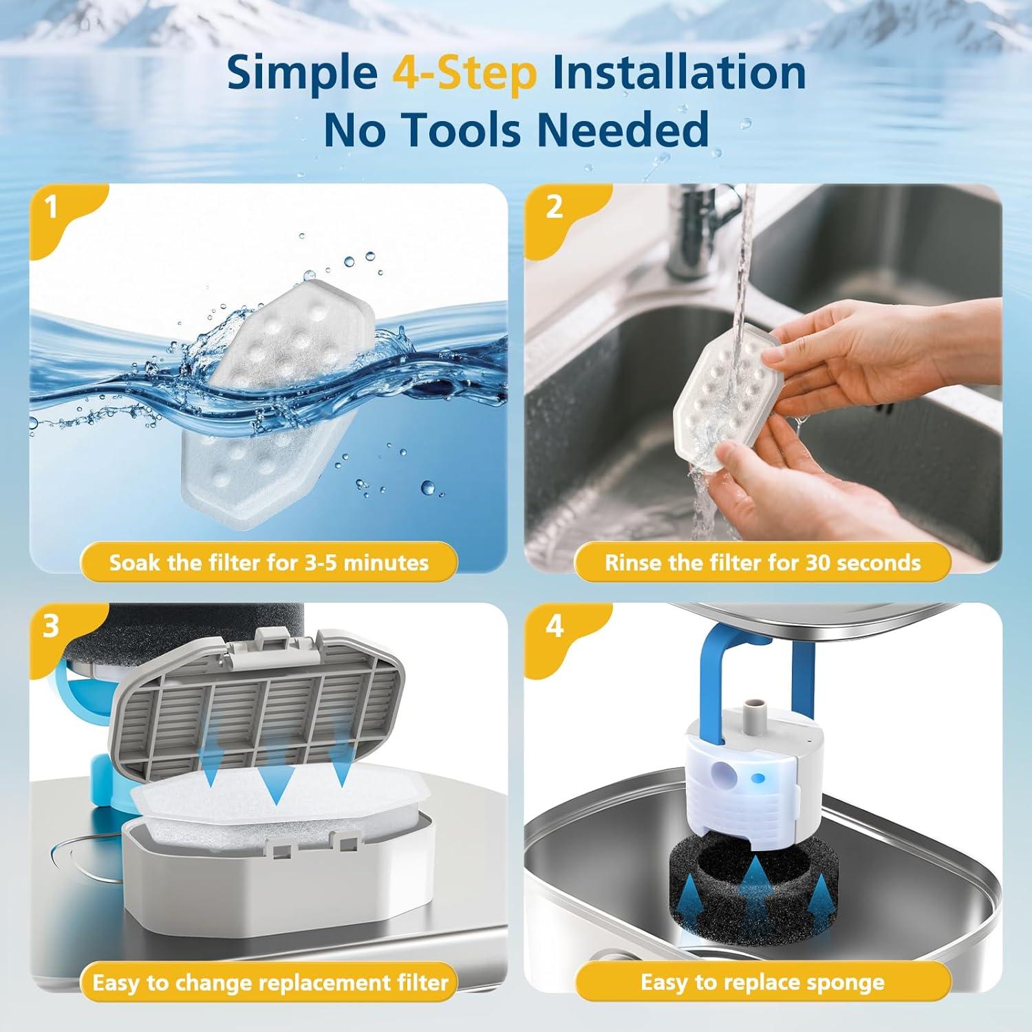 Paquete de 50 filtros y esponjas para fuente de agua para gatos Rellaty