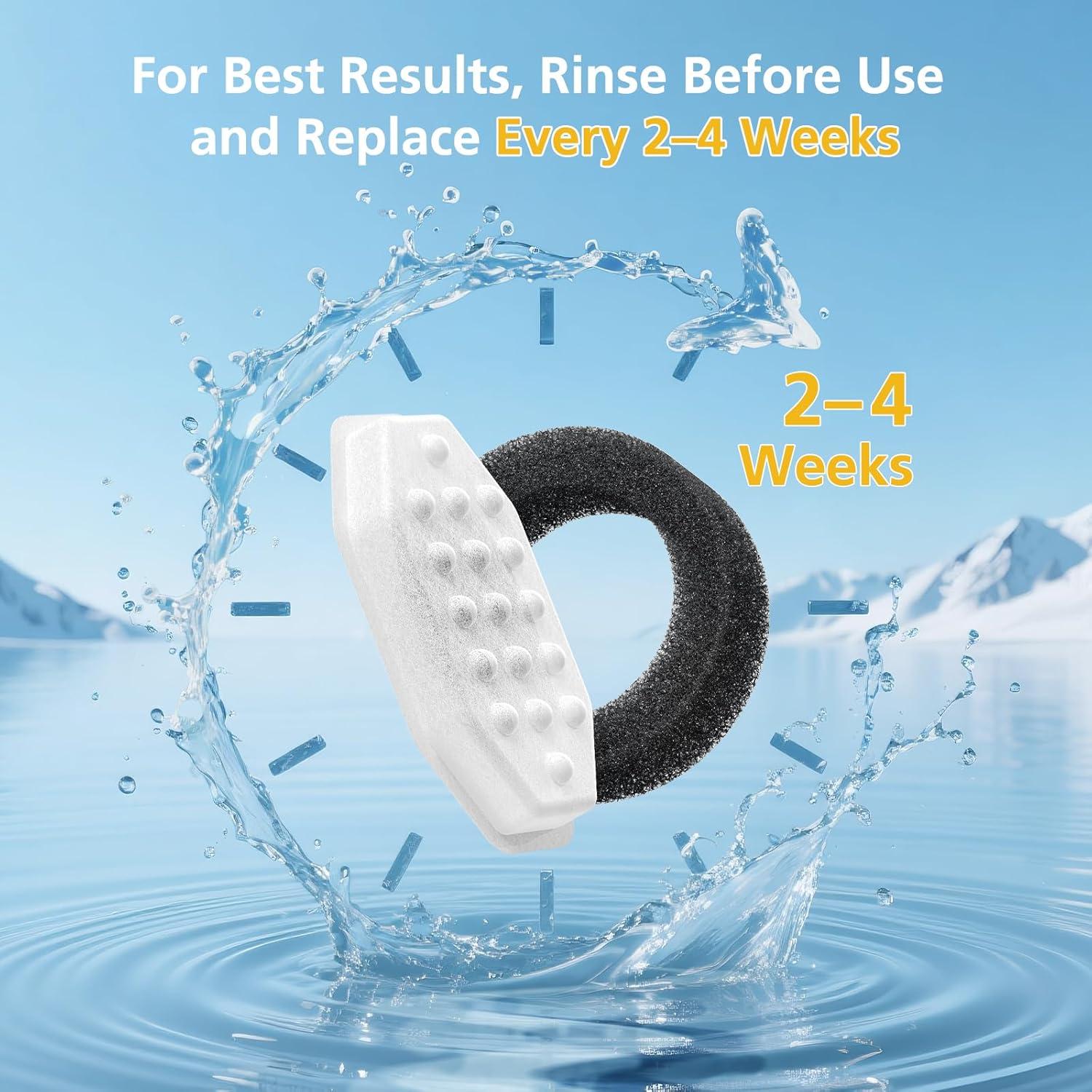 Paquete de 50 filtros y esponjas para fuente de agua para gatos Rellaty