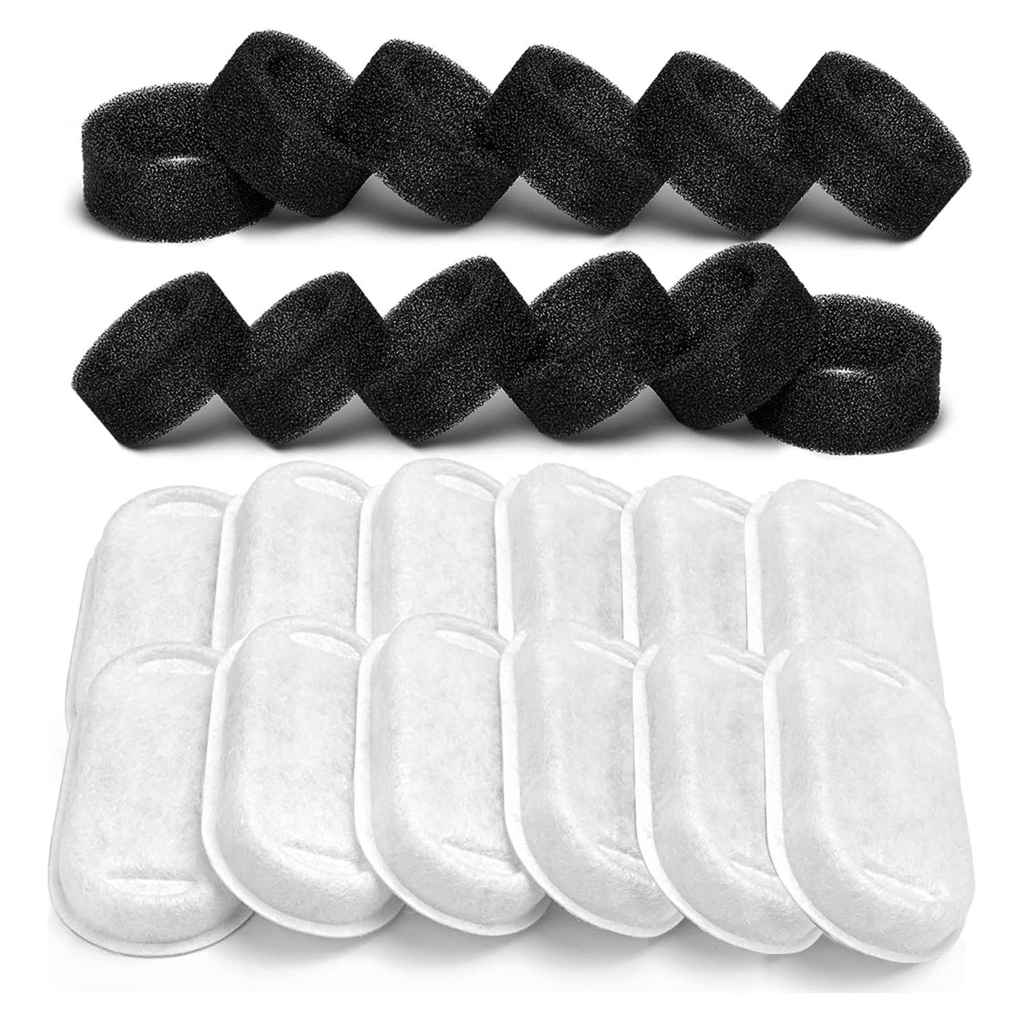 Filtros de agua para gatos SOOFPET, 24 piezas (12 carbón + 12 esponja)