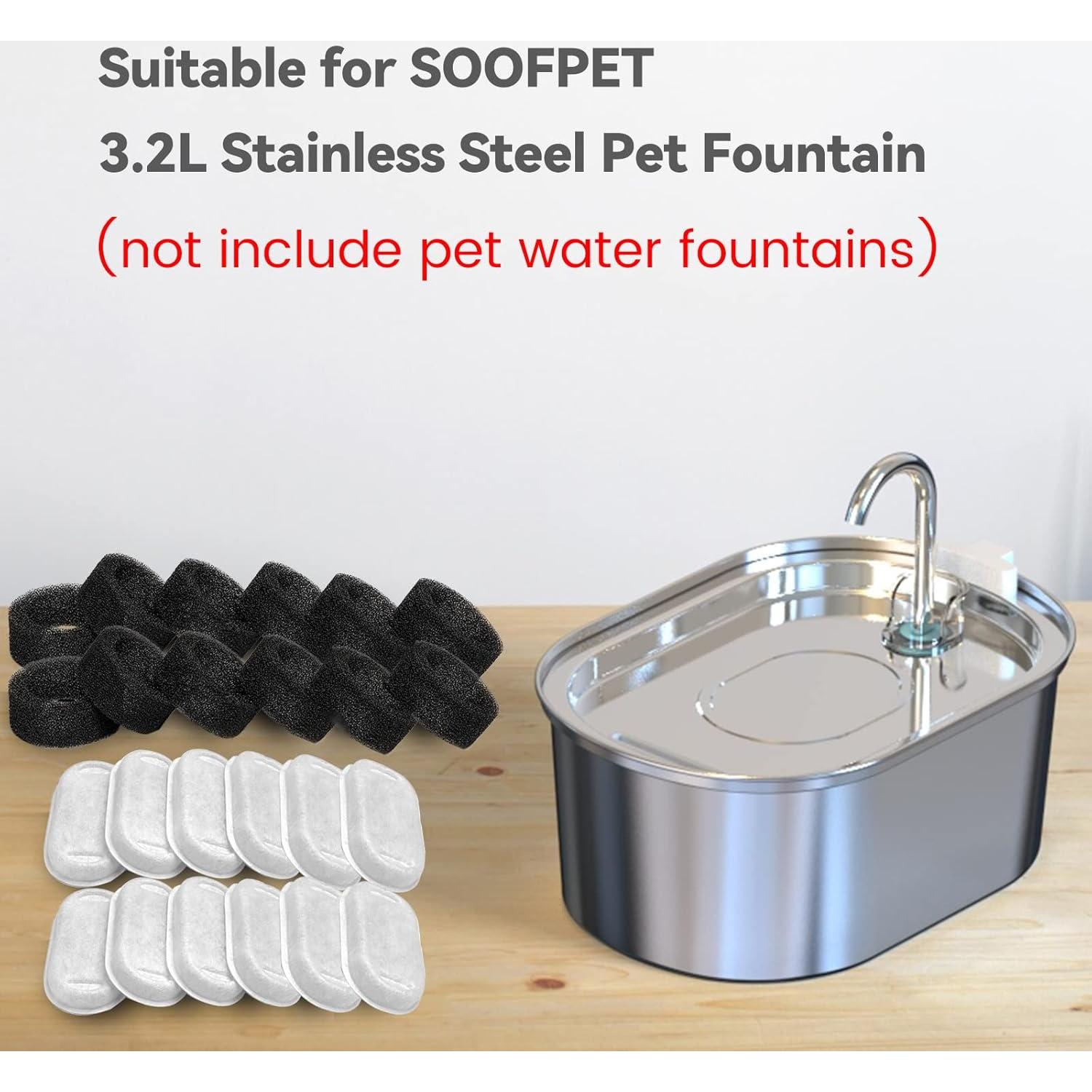 Filtros de agua para gatos SOOFPET, 24 piezas (12 carbón + 12 esponja)