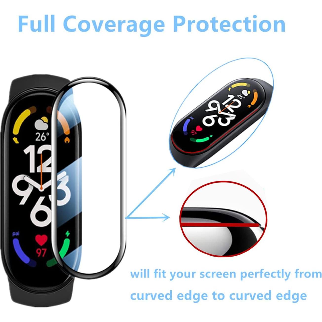 Protector de Pantalla Curvado 3D para Xiaomi Smart Band 9 - 3 Pzas