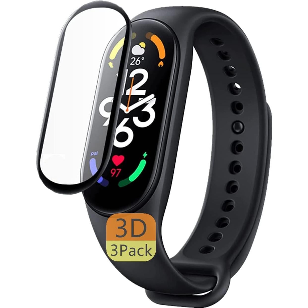 Protector de Pantalla Curvado 3D para Xiaomi Smart Band 9 - 3 Pzas