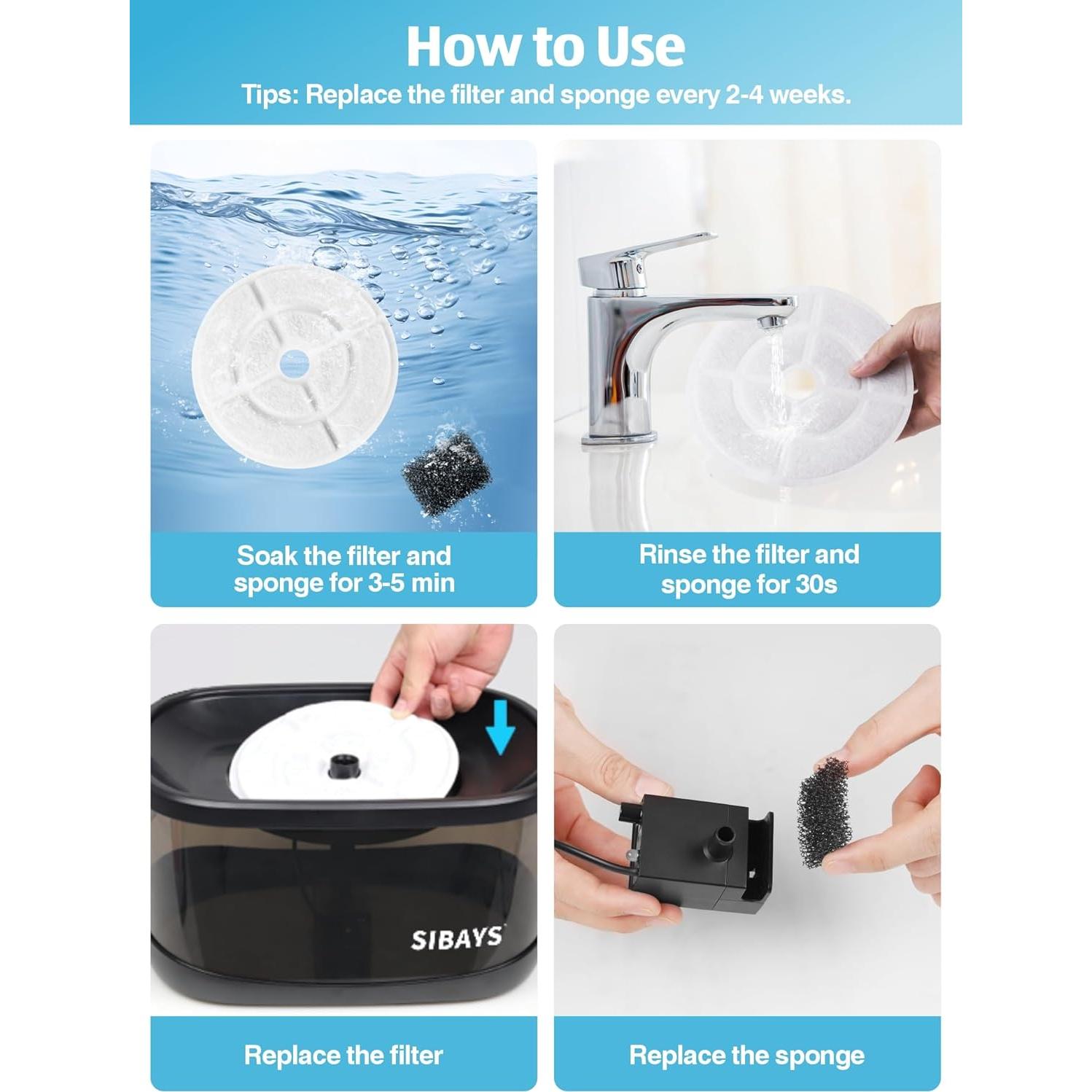 Filtros de Carbón Activado SIBAYS 6 Piezas 18CM para Mascotas