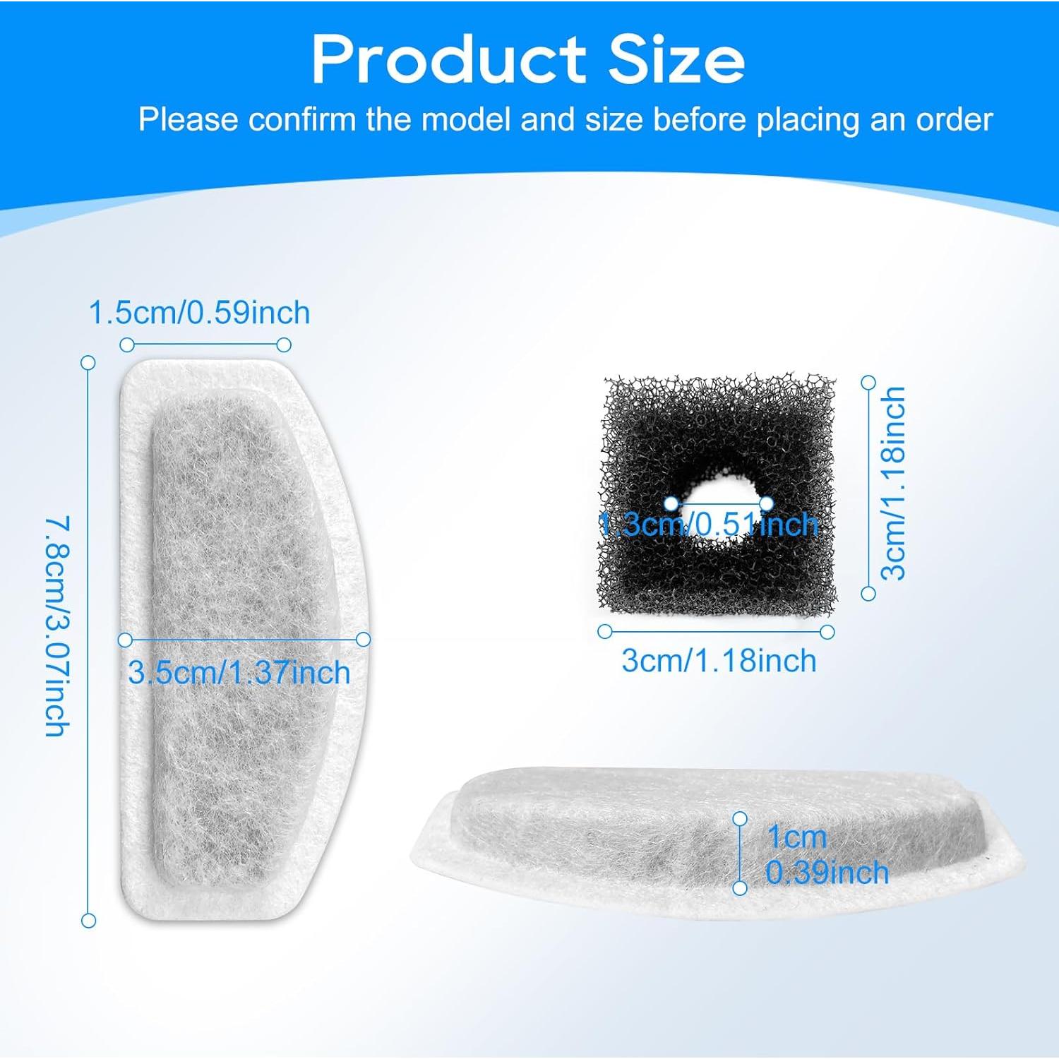 Paquete de 12 Filtros + 6 Esponjas para Fuente de Agua Cunina D30