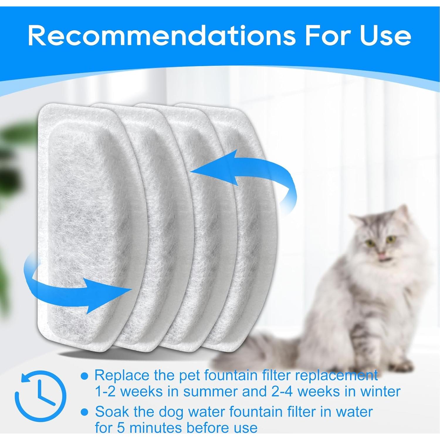 Paquete de 12 Filtros + 6 Esponjas para Fuente de Agua Cunina D30