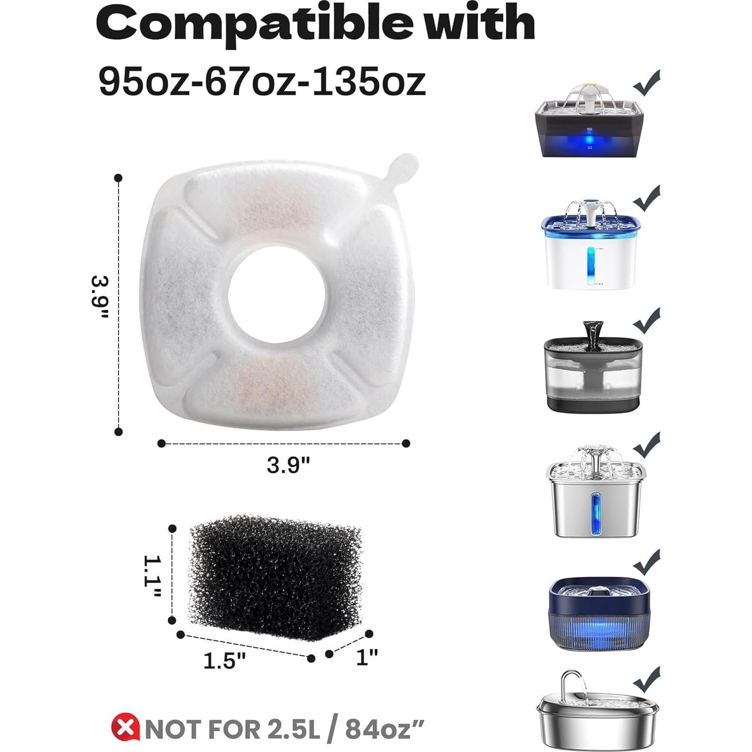 18 Filtros de Agua para Gatos Zeewoo 2.8L Triple Filtración