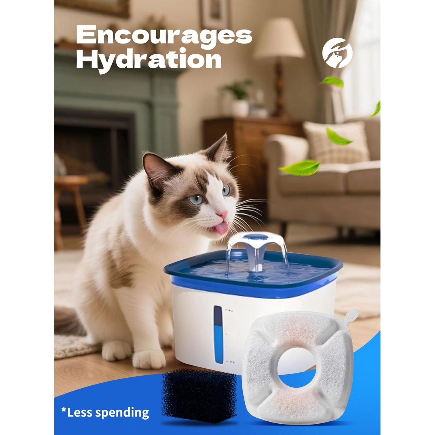 18 Filtros de Agua para Gatos Zeewoo 2.8L Triple Filtración