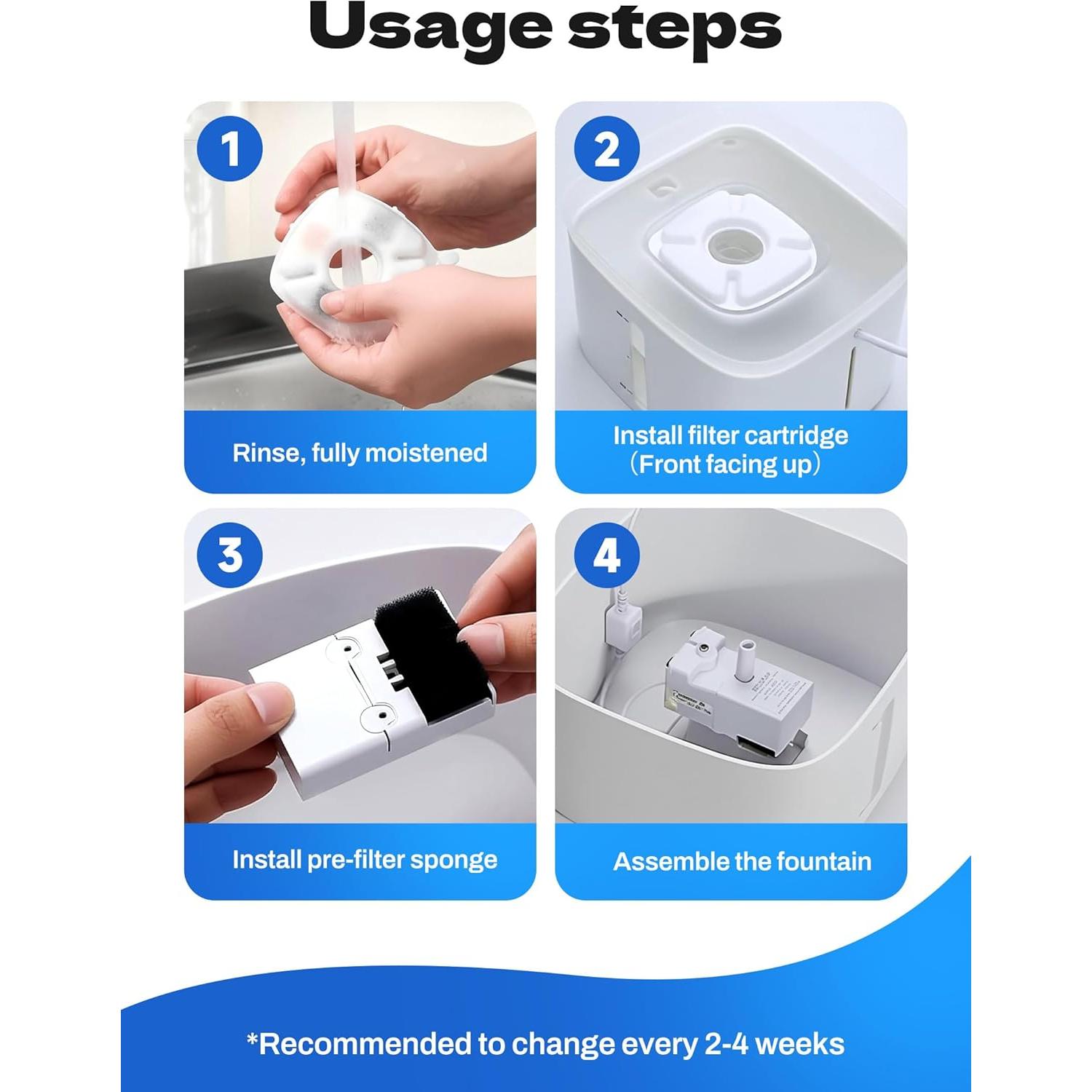 18 Filtros de Agua para Gatos Zeewoo 2.8L Triple Filtración