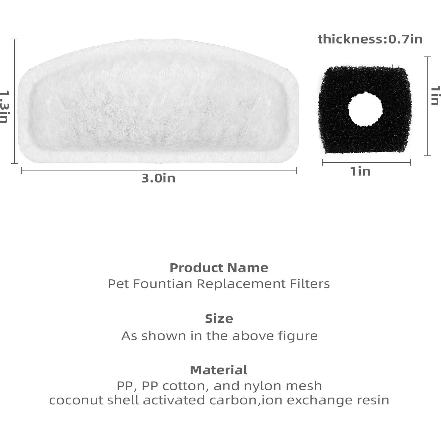 Paquete de 12 Filtros y 6 Esponjas para Fuente Mascotas D30