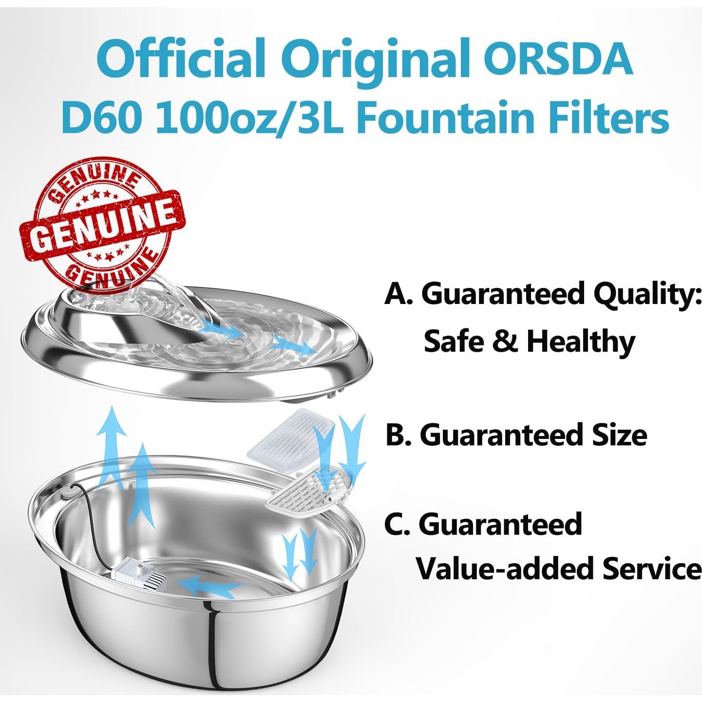 Filtros de Agua para Gatos ORSDA D60/3L - 12 Piezas