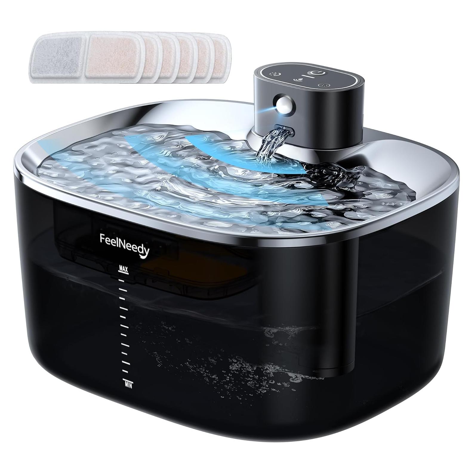 Fuente de Agua Inalámbrica para Gatos FEELNEEDY 4L Acero Inoxidable