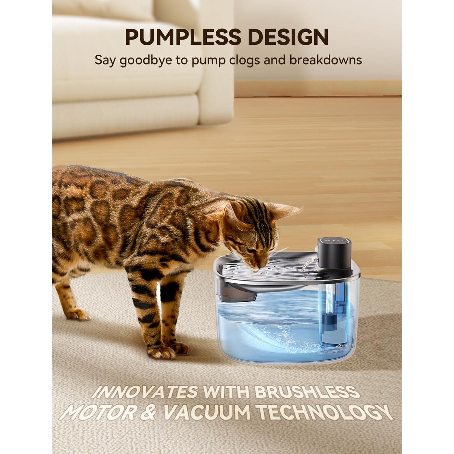 Fuente de Agua Inalámbrica para Gatos FEELNEEDY 4L Acero Inoxidable