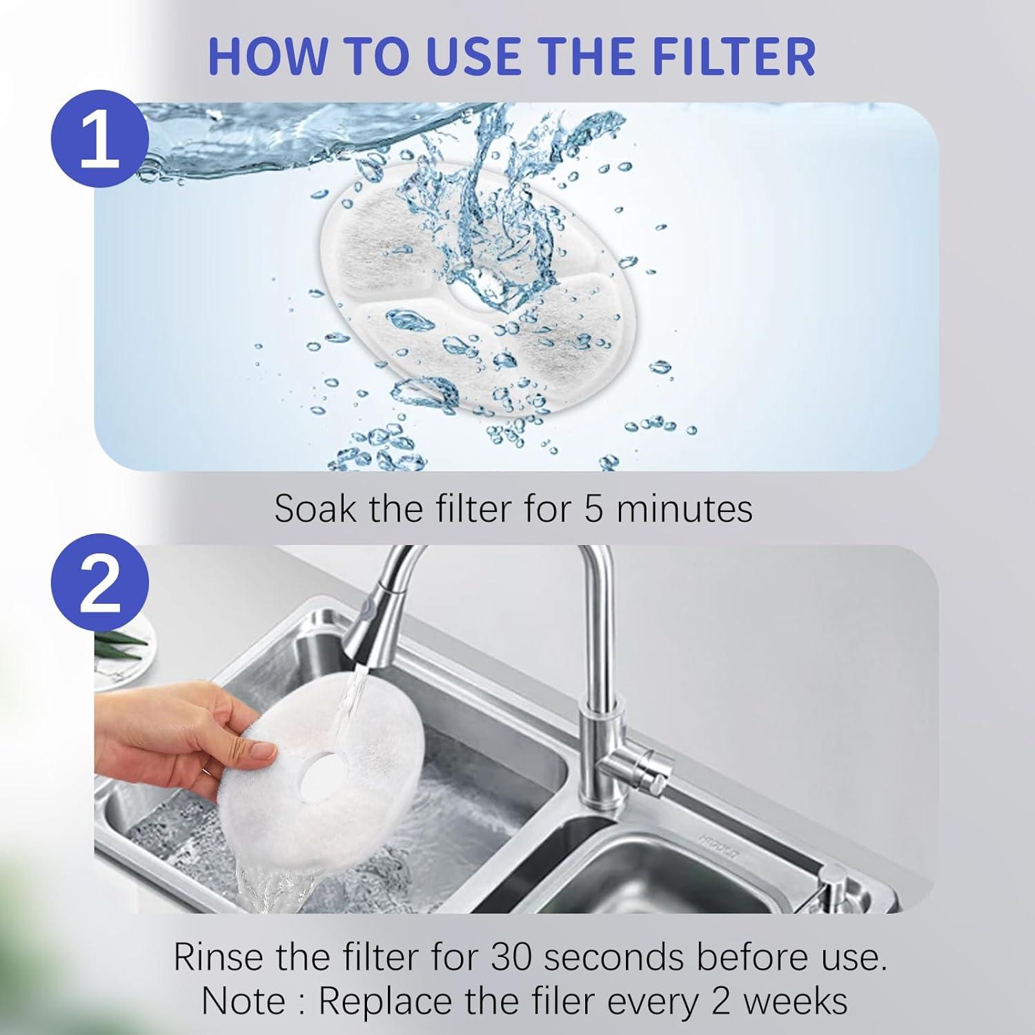 Filtros de agua para gatos LABEKA - 8 filtros + 8 esponjas