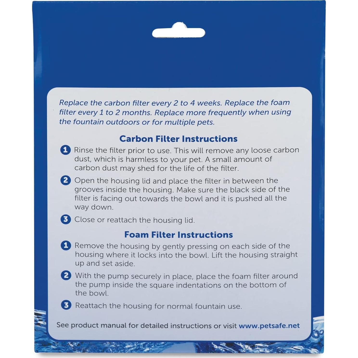 Filtros de Reemplazo PetSafe Drinkwell para Fuente de Agua - 3 Carbón + 1 Espuma